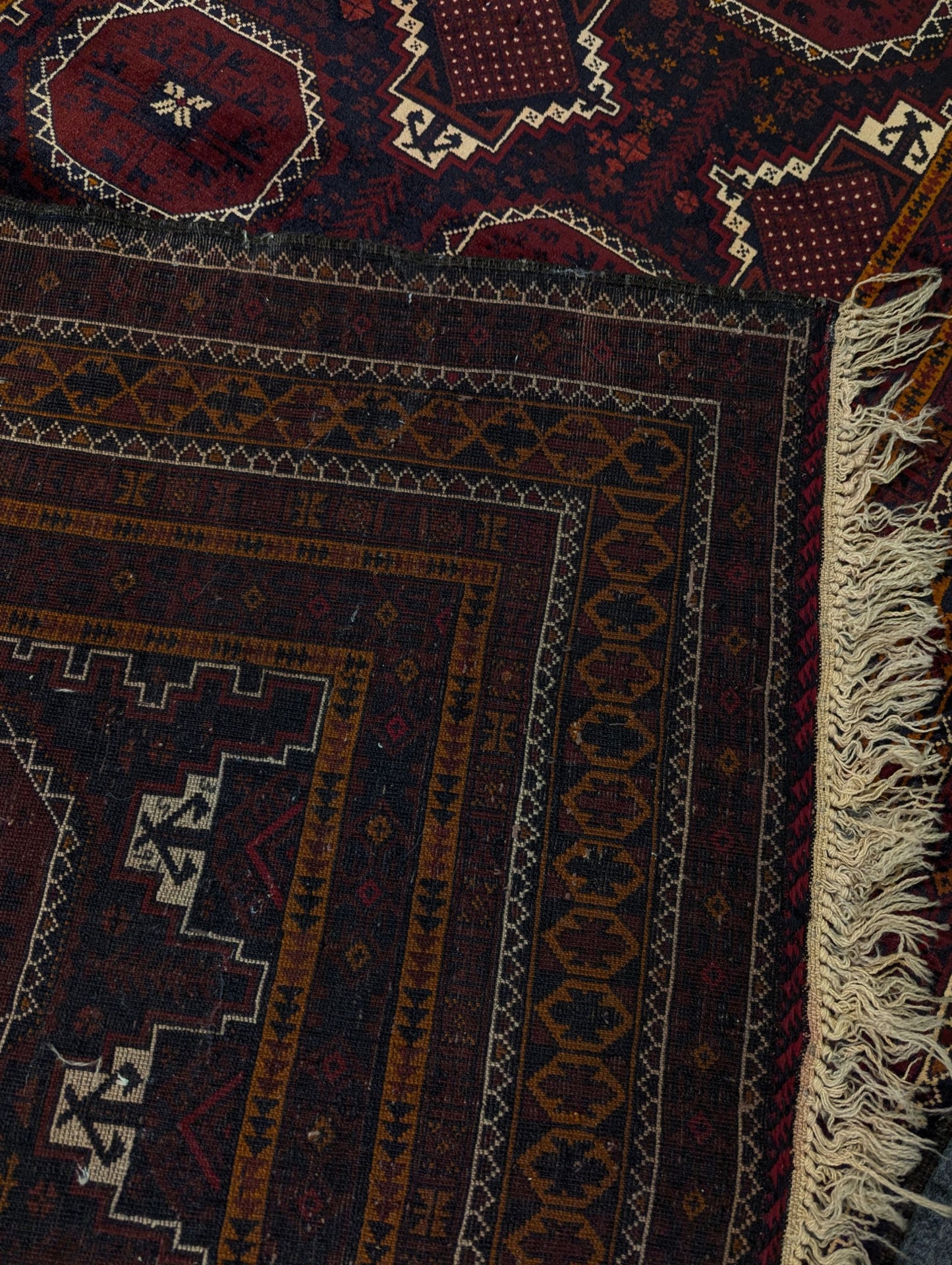 Brown Baluch Tribal Rug – 4x7 Feet – Hand-Knotted Wool, Octagon & Diamond Medallion Design(Sn:3579)