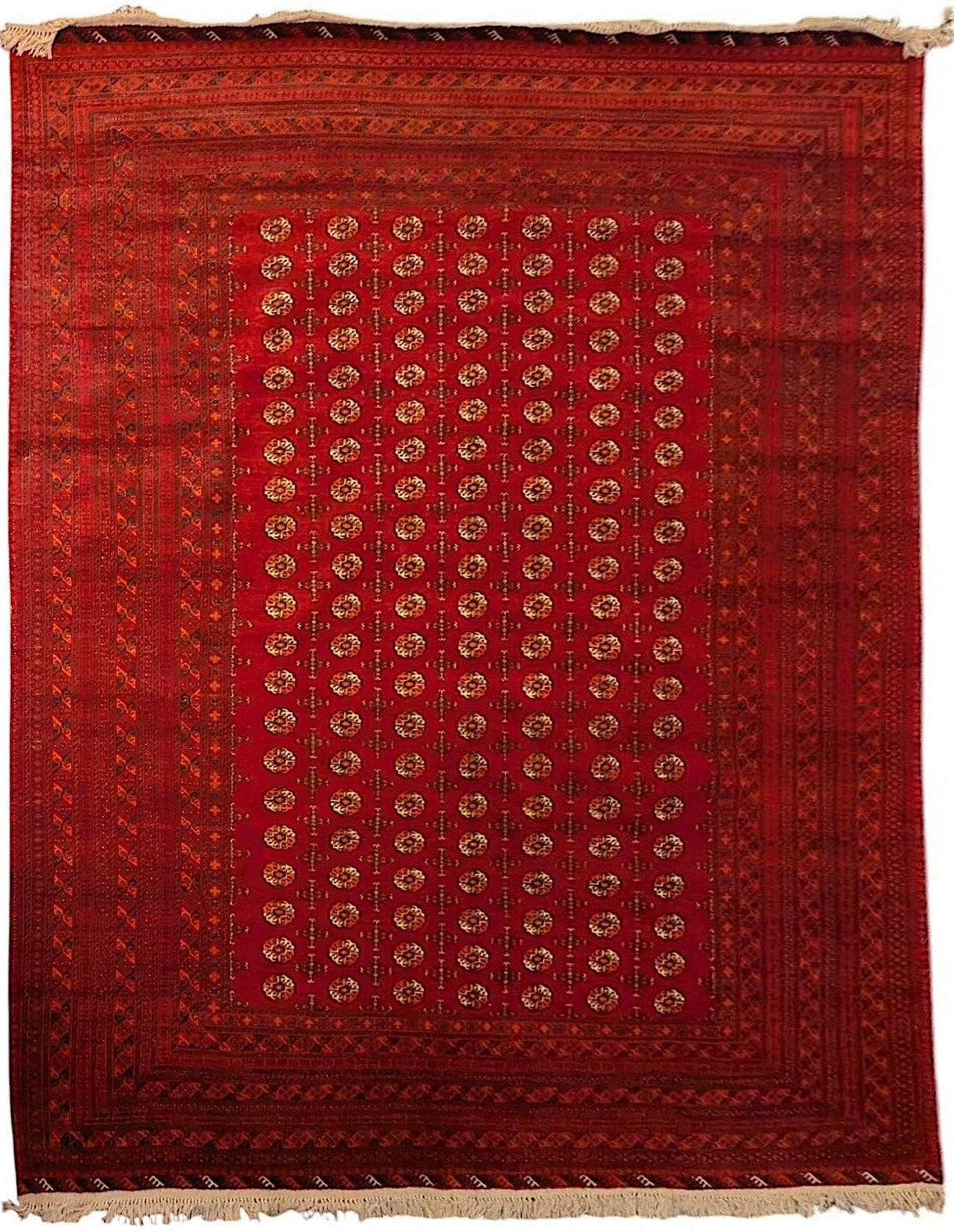 Vintage Red Bokhara Handmade Wool Rug – 7 x 10 Feet (Sn:7690)