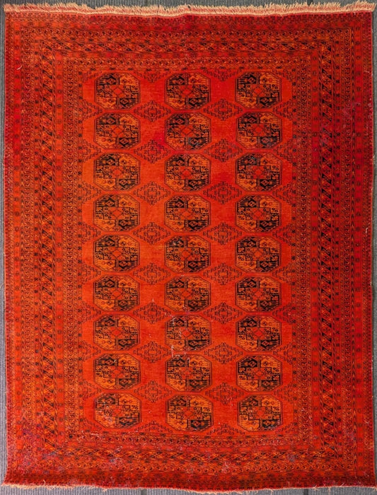 Vintage Turkmen Bokhara Rug – 6x9 Feet Hand-Knotted Wool Carpet (sn:6561)
