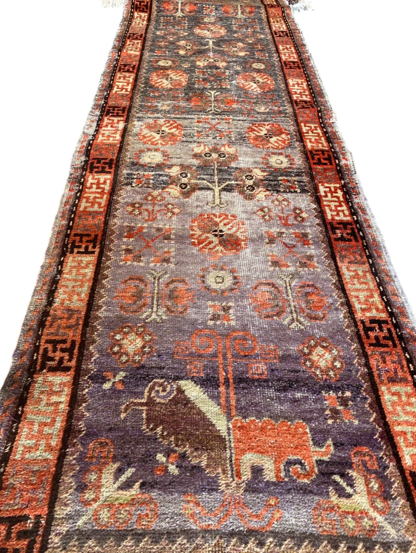 Vintage Khotan Runner Rug | Handwoven East Turkestan Carpet | 2.5 x 6 ft (Sn:6632)