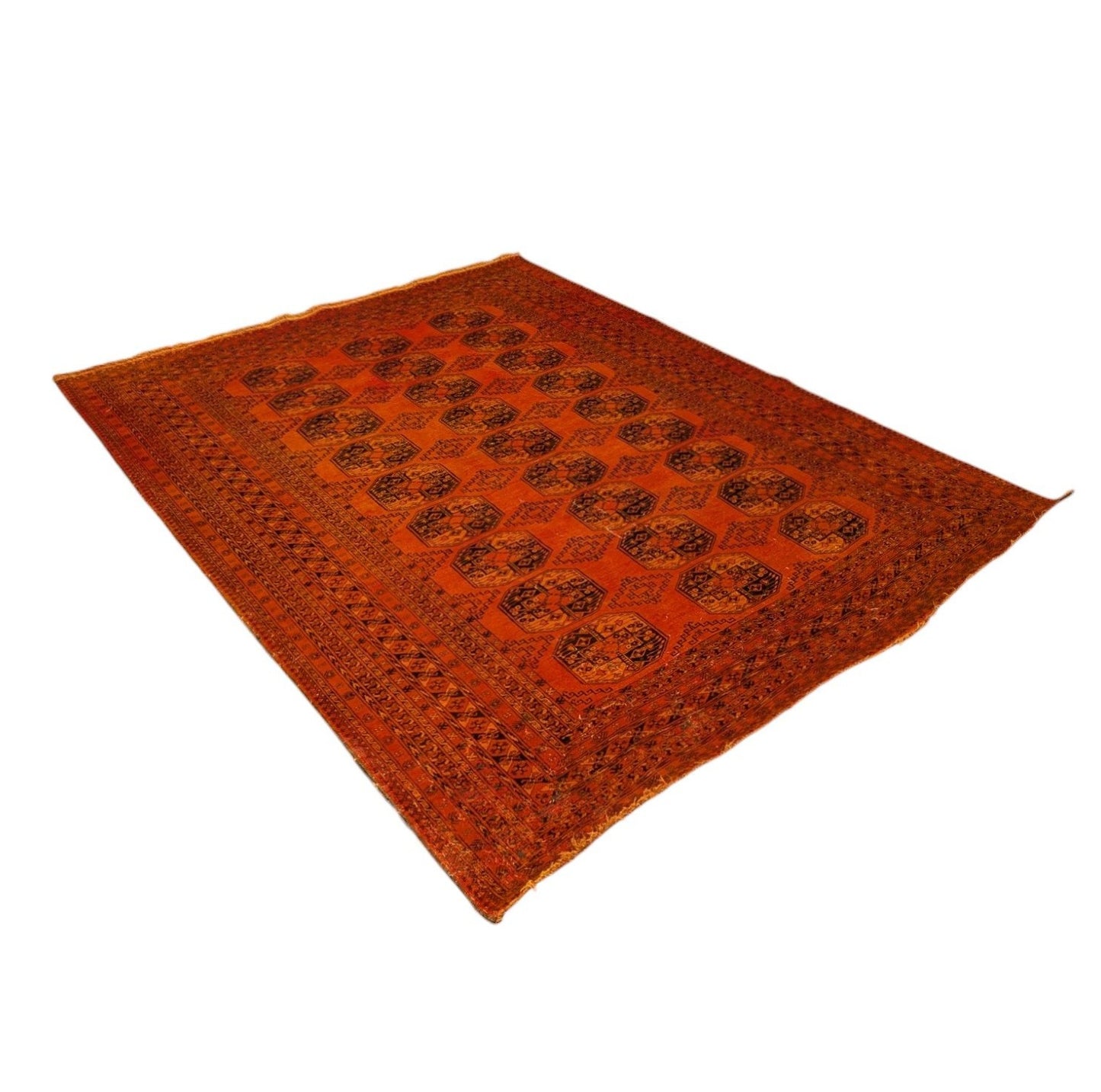 Vintage Turkmen Bokhara Rug – 6x9 Feet Hand-Knotted Wool Carpet (sn:6561)