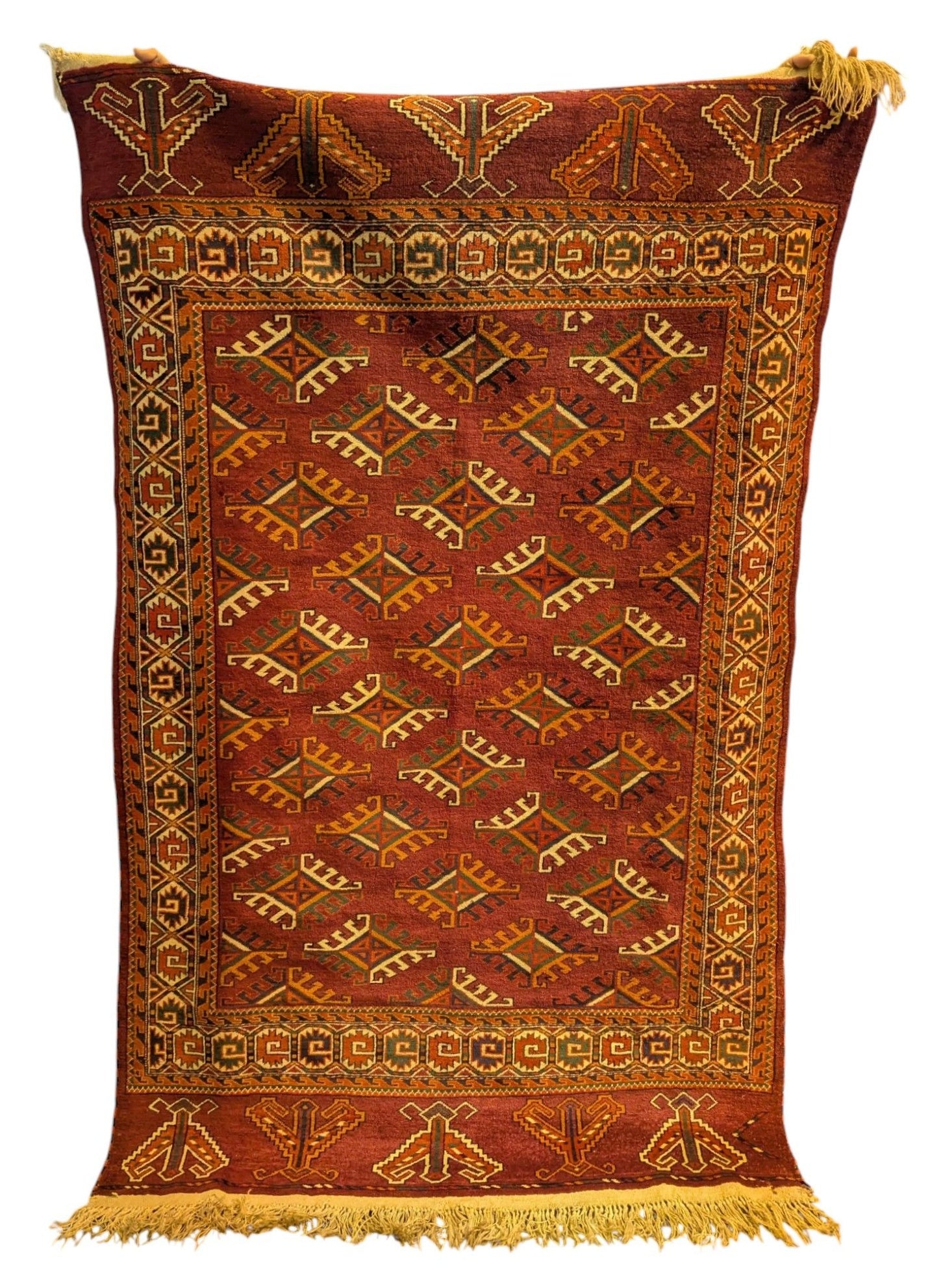 Vintage Yomud Hand-Knotted Rug – 4x6 Feet | Tribal Turkmen Carpet (Sn:4971)
