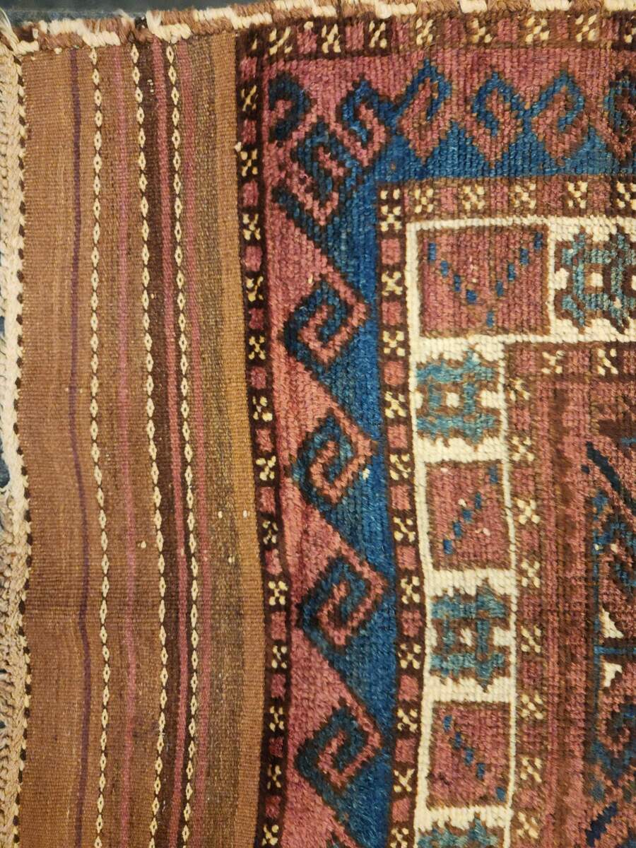 Antique Handwoven Baluch Rug – 3x6 ft | Tribal Geometric Design (Sn:2645)