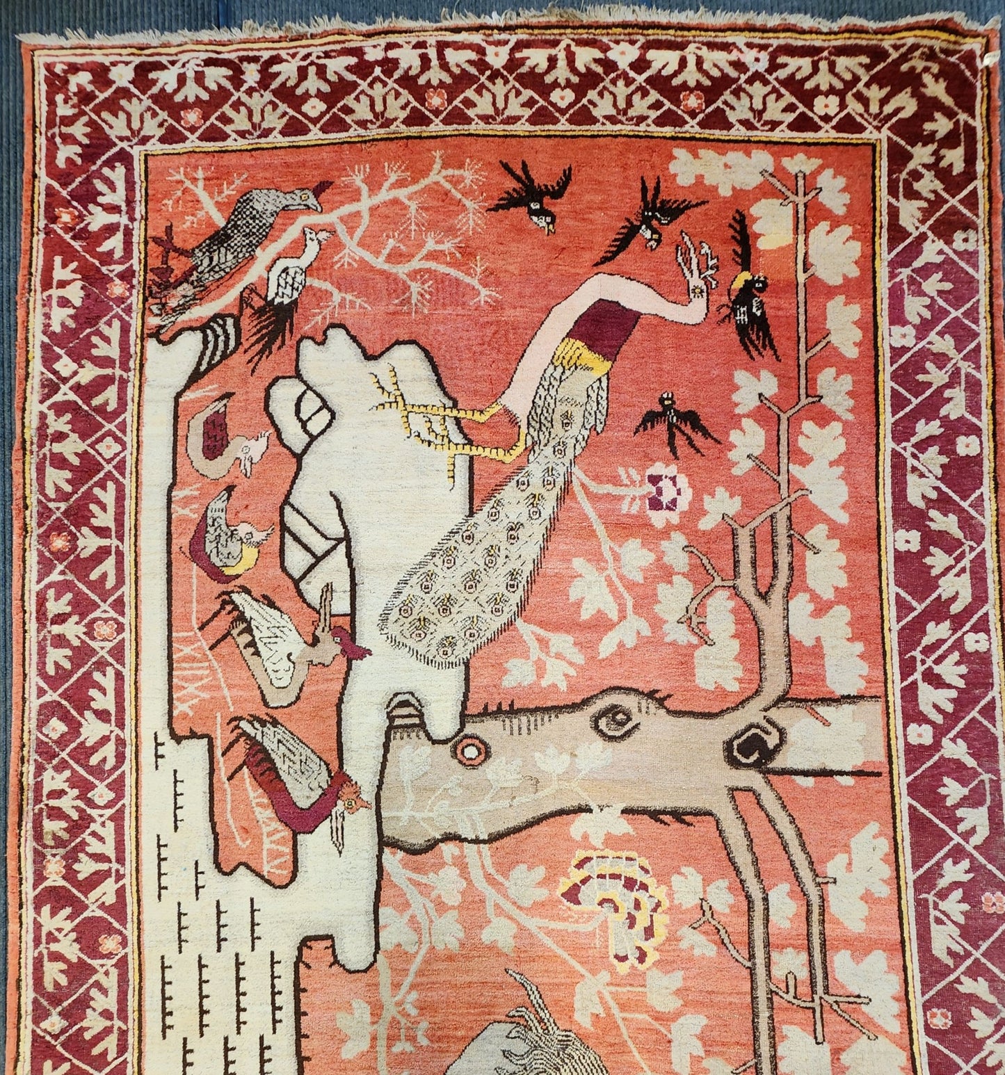 Vintage Chinese Art Deco Peking Rug – Birds & Floral Motifs – 7x14 Feet (SN:4100)
