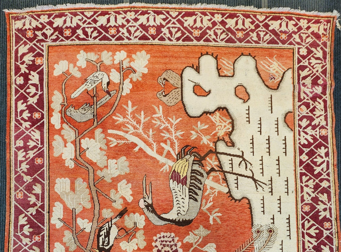 Vintage Chinese Art Deco Peking Rug – Birds & Floral Motifs – 7x14 Feet (SN:4100)