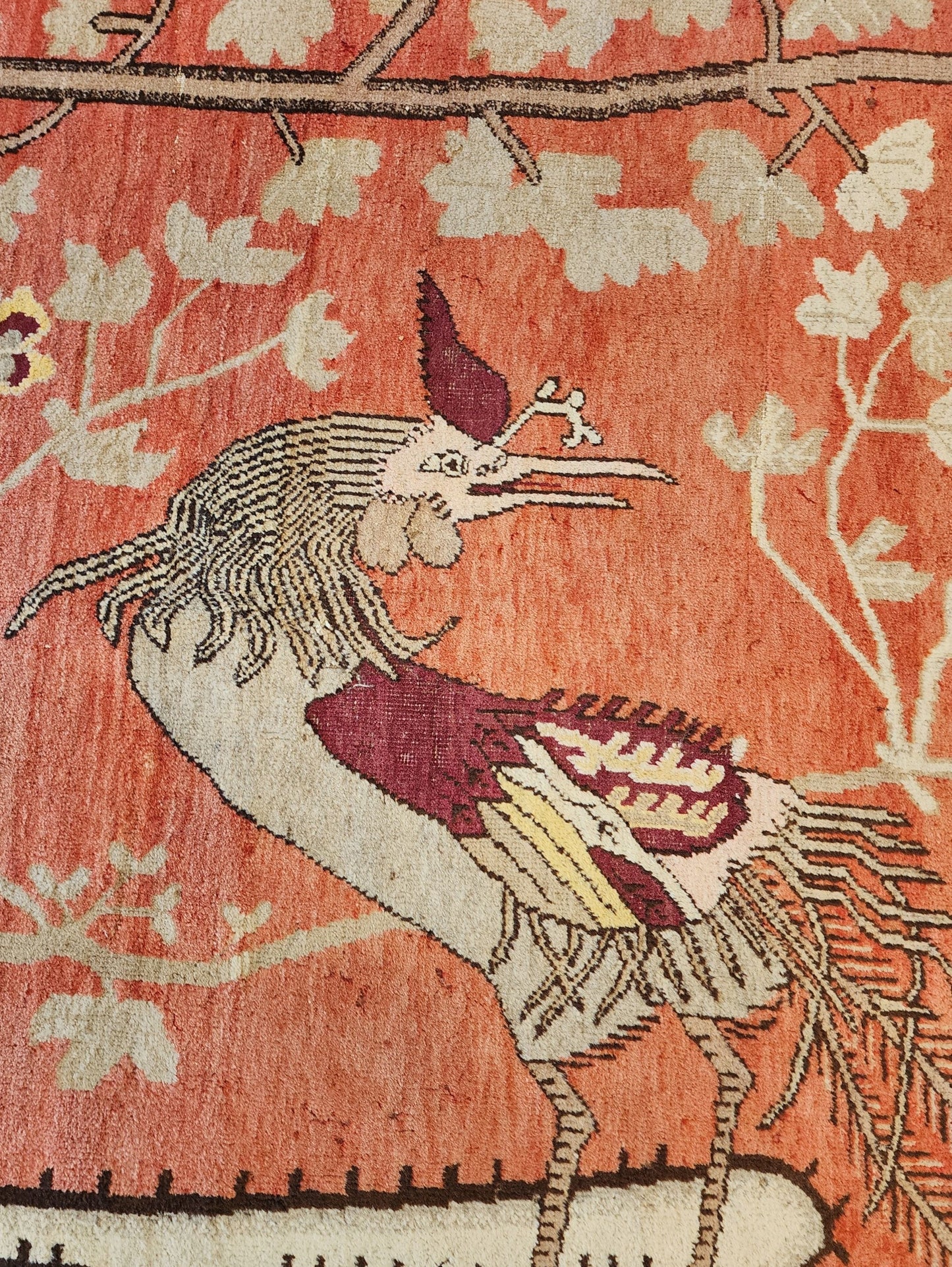 Vintage Chinese Art Deco Peking Rug – Birds & Floral Motifs – 7x14 Feet (SN:4100)