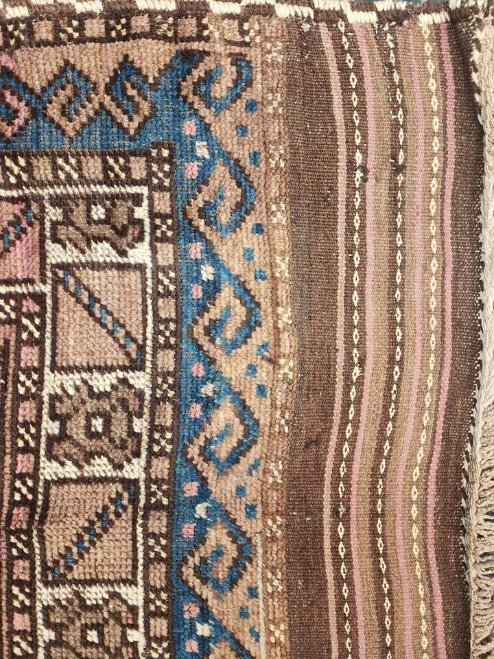 Antique Handwoven Baluch Rug – 3x6 ft | Tribal Geometric Design (Sn:2645)