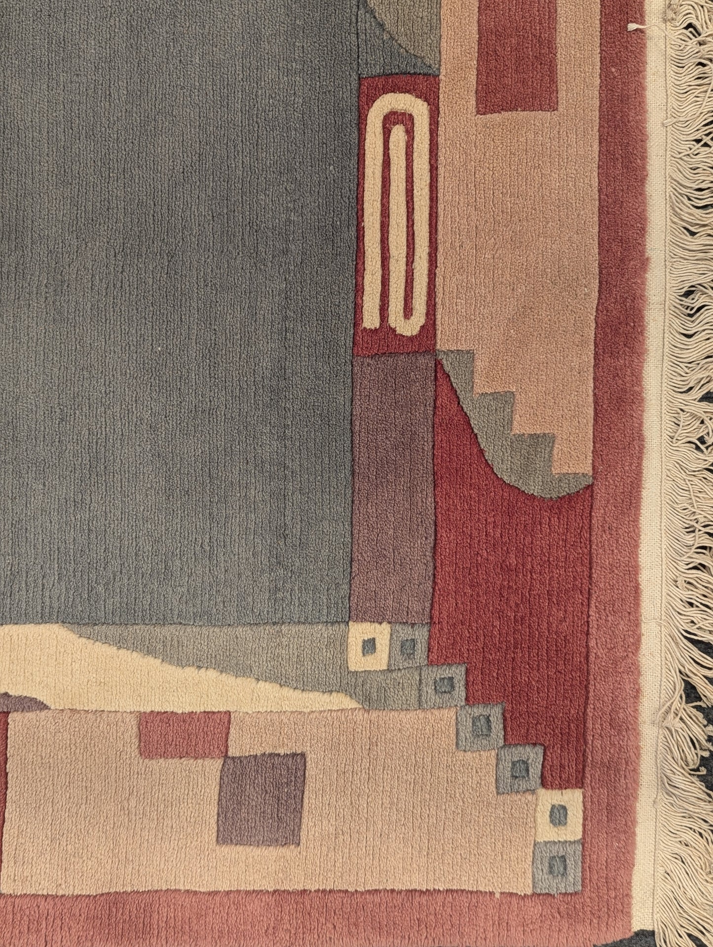 Vintage Beijing Art Deco Rug – 6x9 Feet | Hand-Knotted Chinese Carpet (Sn:3582)