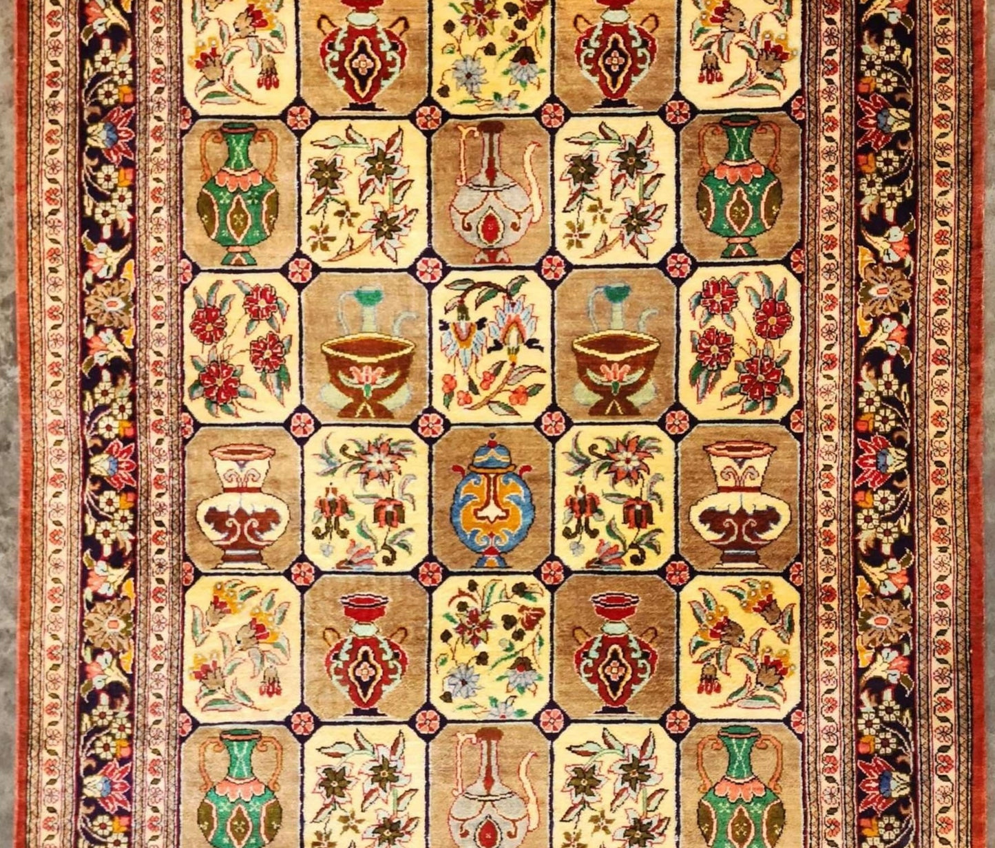 Handmade Persian Qom Pictorial Silk Rug – 2.5x4 Feet (SN:5002)