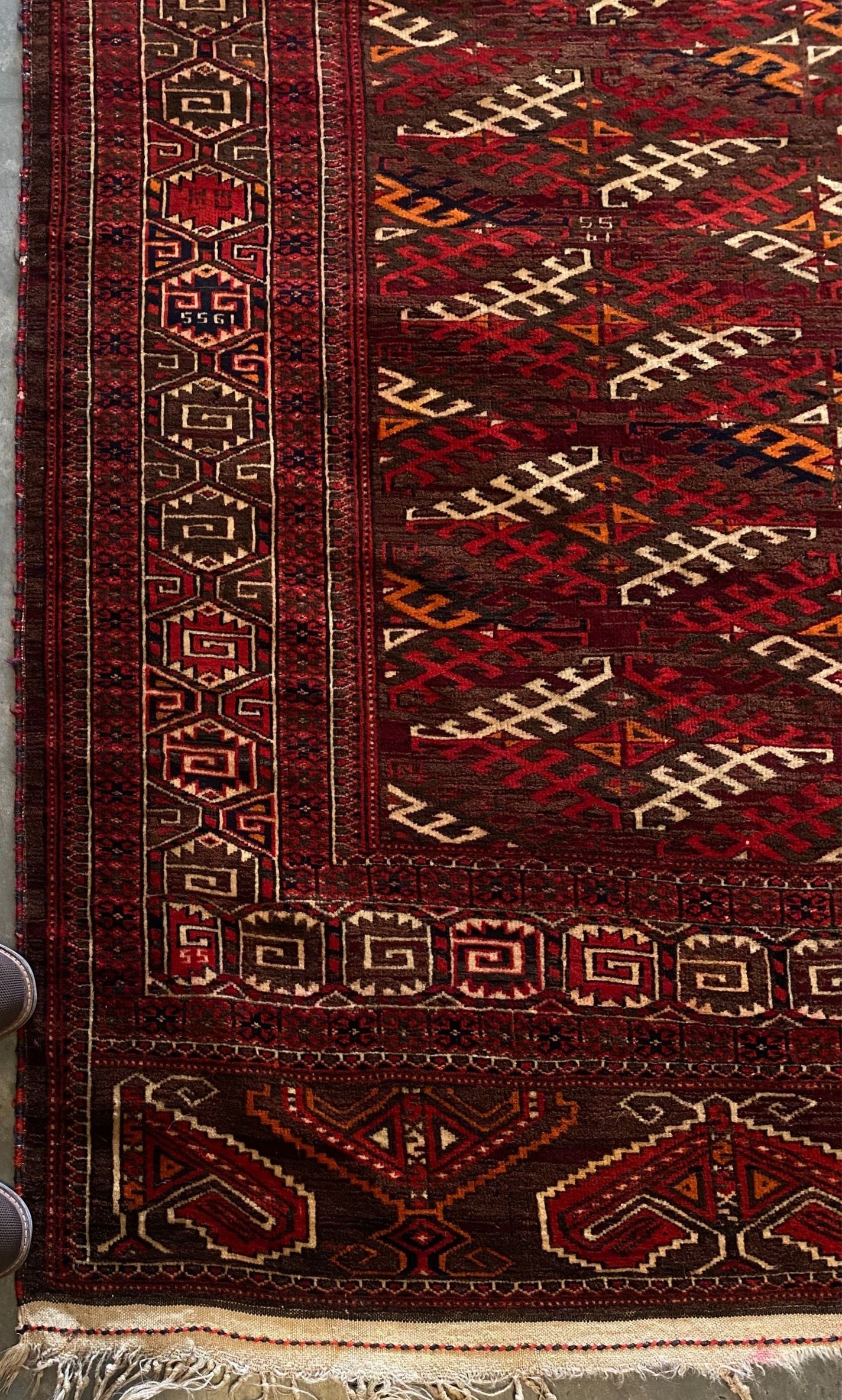 Large Yomut Turkmen Rug | 7x10 Ft Handwoven Tribal Wool Carpet (SN:5563)