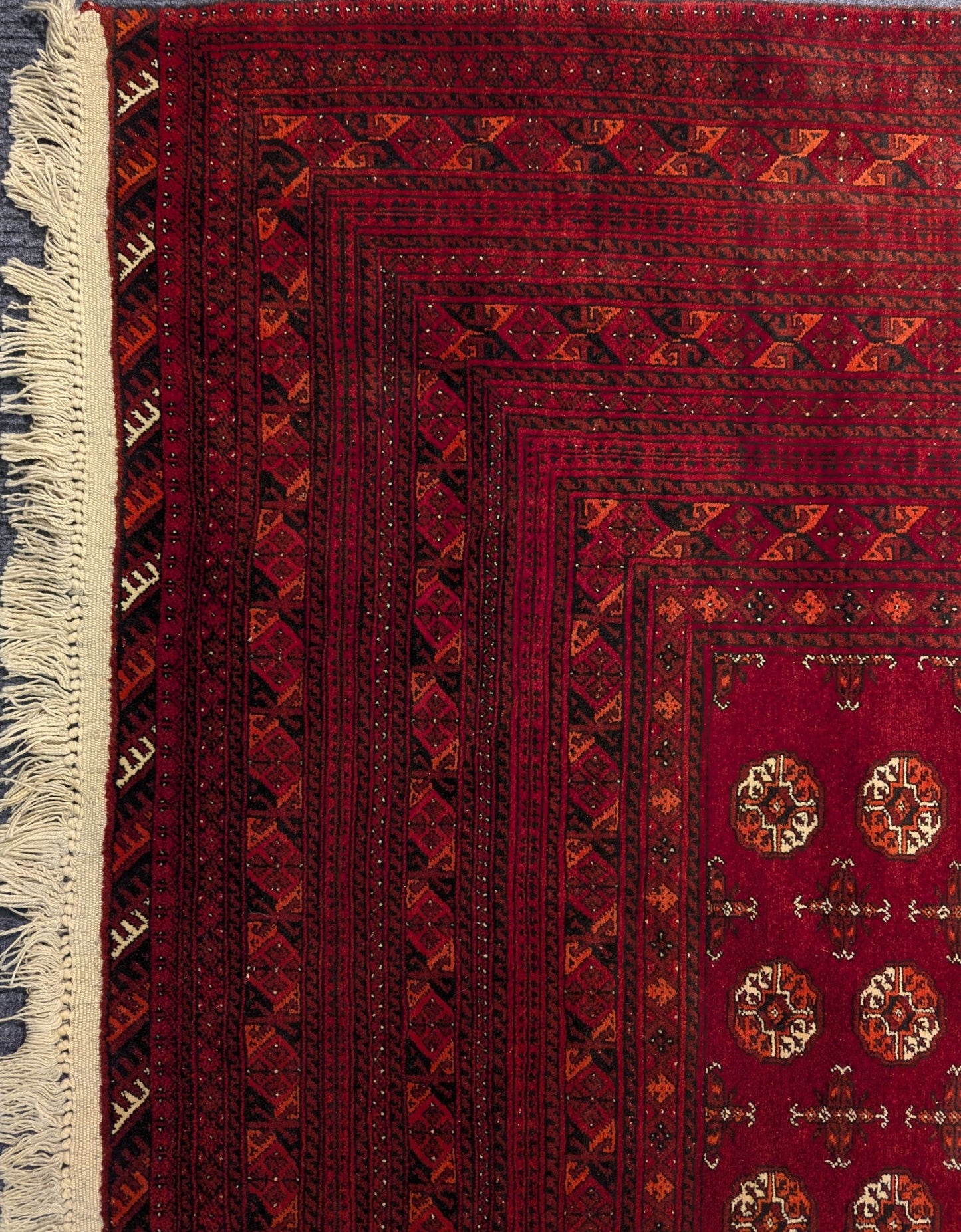 Vintage Red Bokhara Handmade Wool Rug – 7 x 10 Feet (Sn:7690)