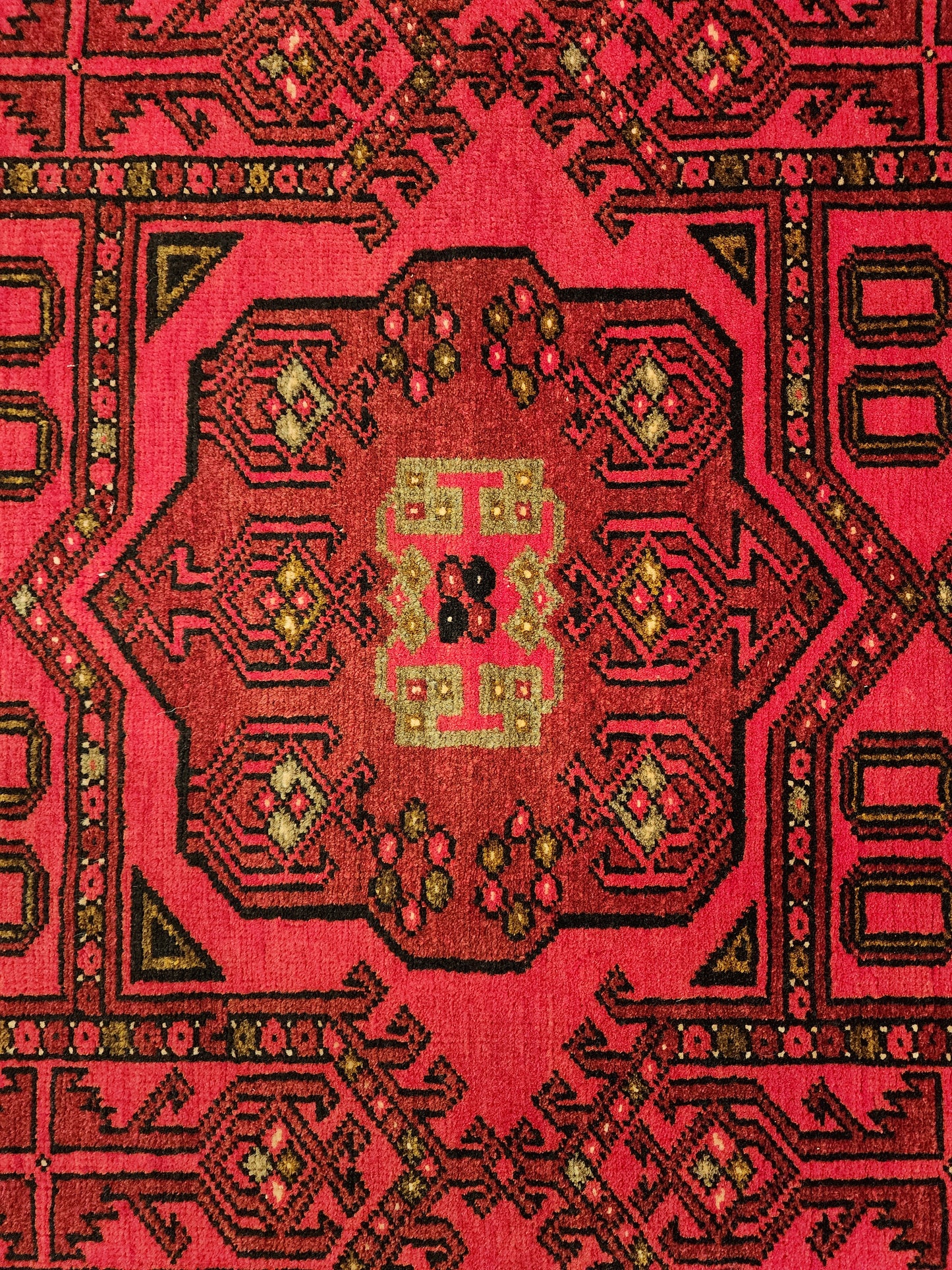 Khal Mohammadi Rug – 3x6 Feet – Hand-Knotted Wool, Deep Red Afghan Tribal Design(Sn:7337)