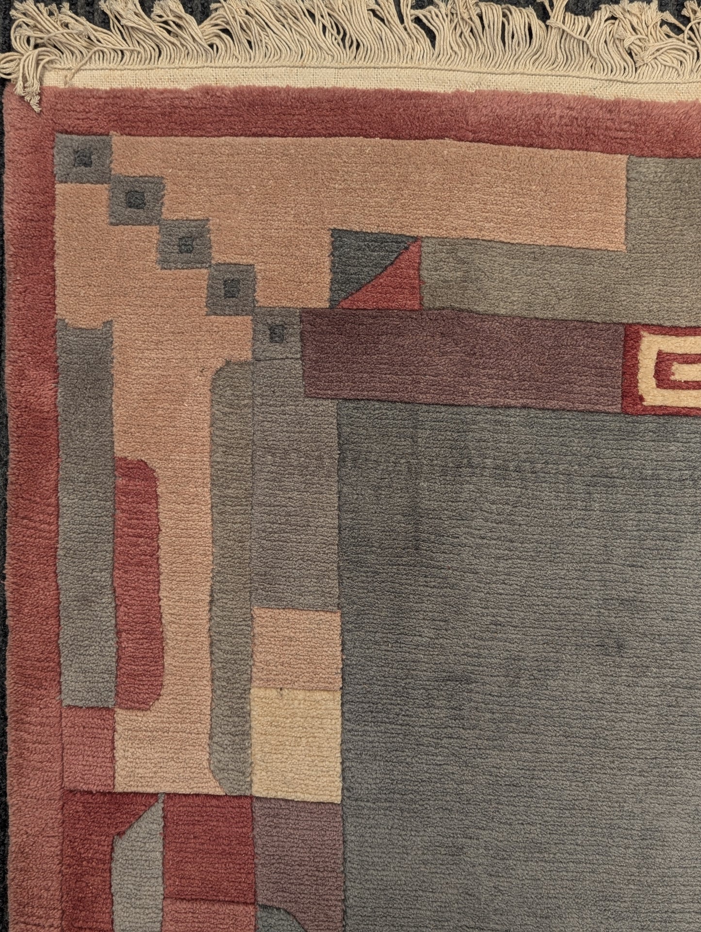 Vintage Beijing Art Deco Rug – 6x9 Feet | Hand-Knotted Chinese Carpet (Sn:3582)