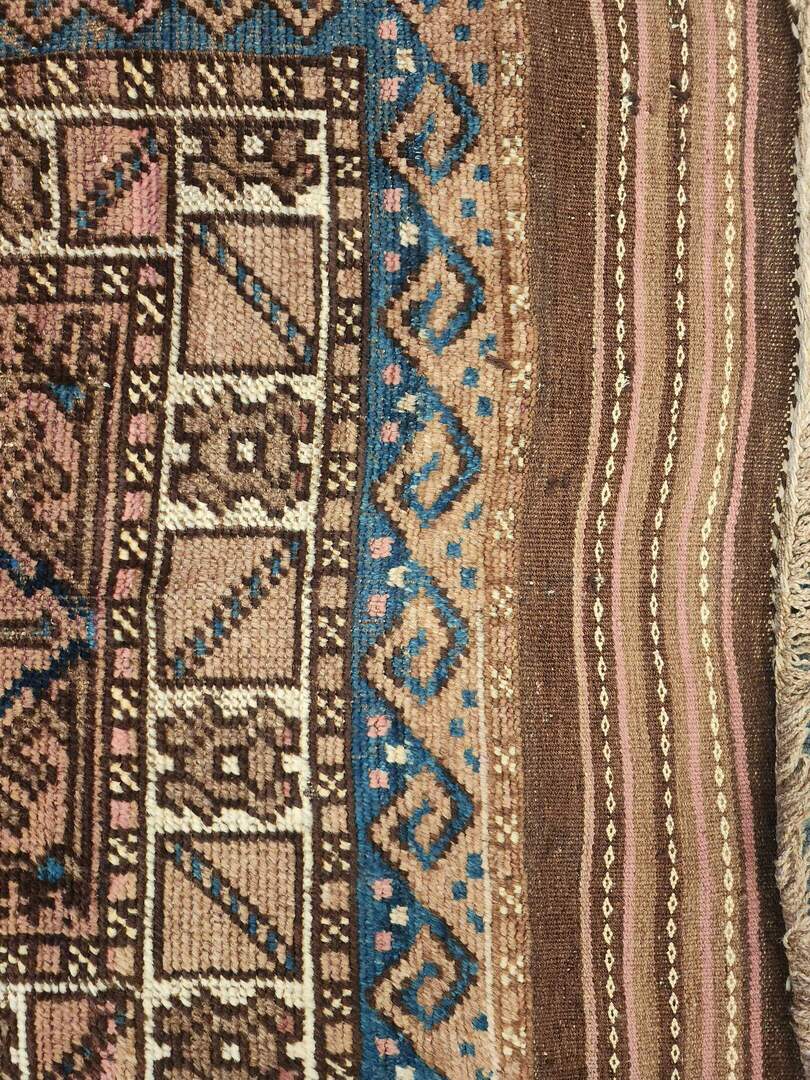 Antique Handwoven Baluch Rug – 3x6 ft | Tribal Geometric Design (Sn:2645)