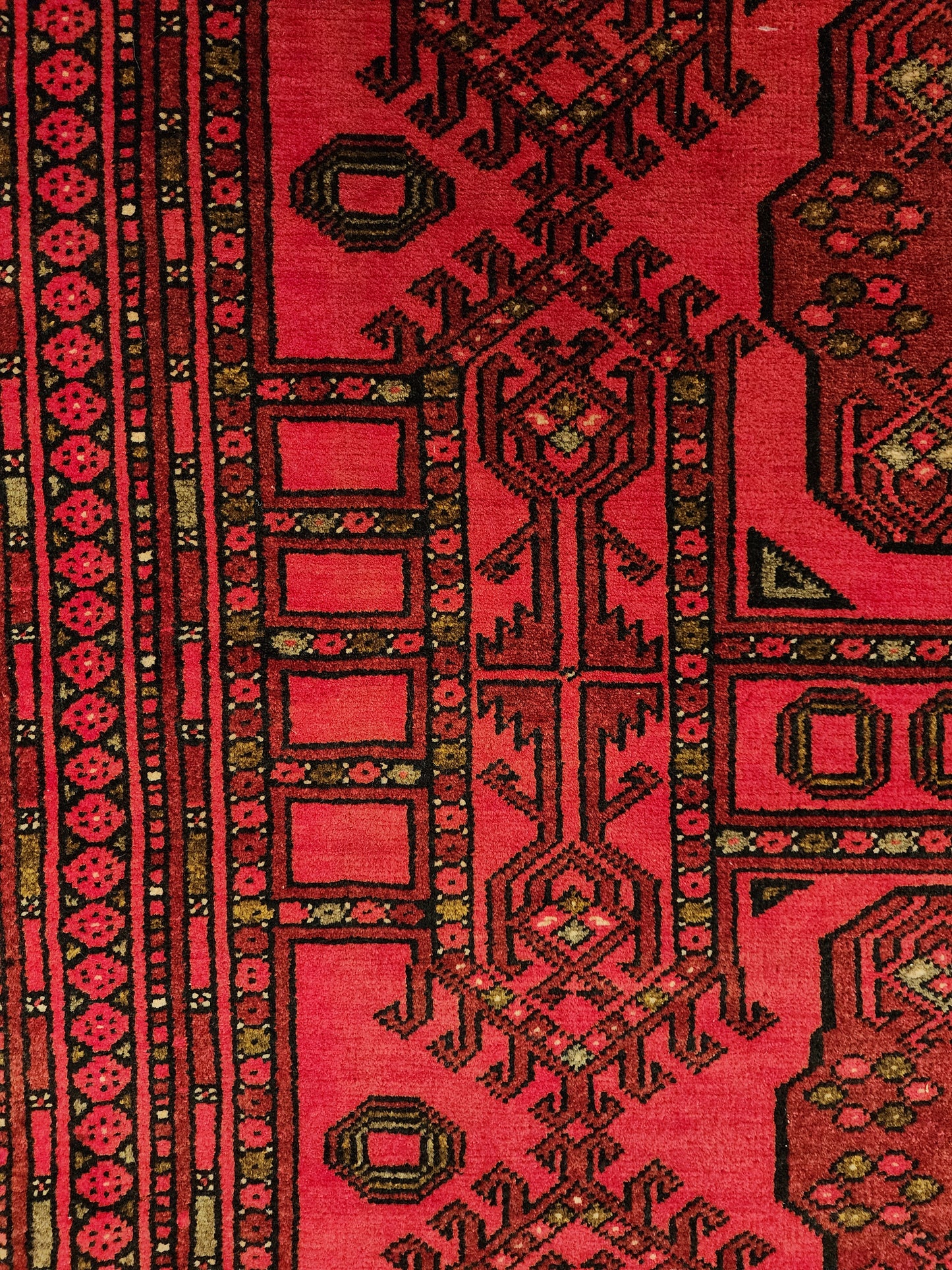 Khal Mohammadi Rug – 3x6 Feet – Hand-Knotted Wool, Deep Red Afghan Tribal Design(Sn:7337)