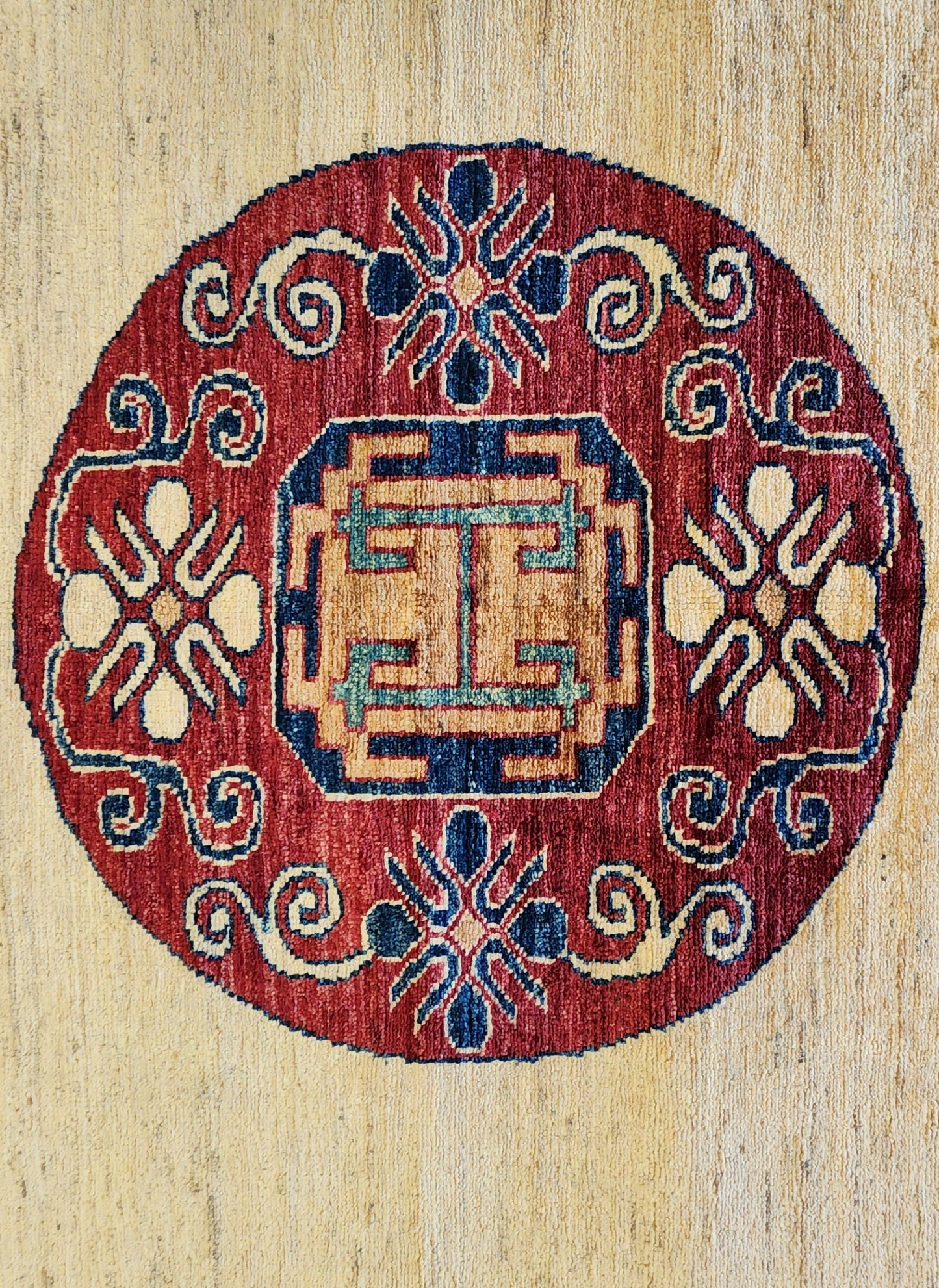Handmade 7x10 Feet Cream Kazak Tribal Rug (SN:7524)