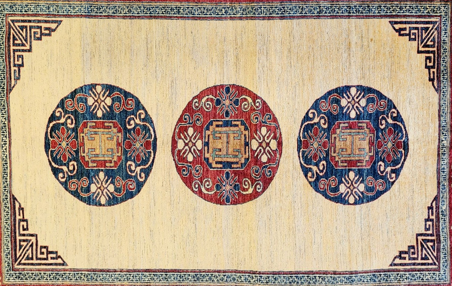 Handmade 7x10 Feet Cream Kazak Tribal Rug (SN:7524)
