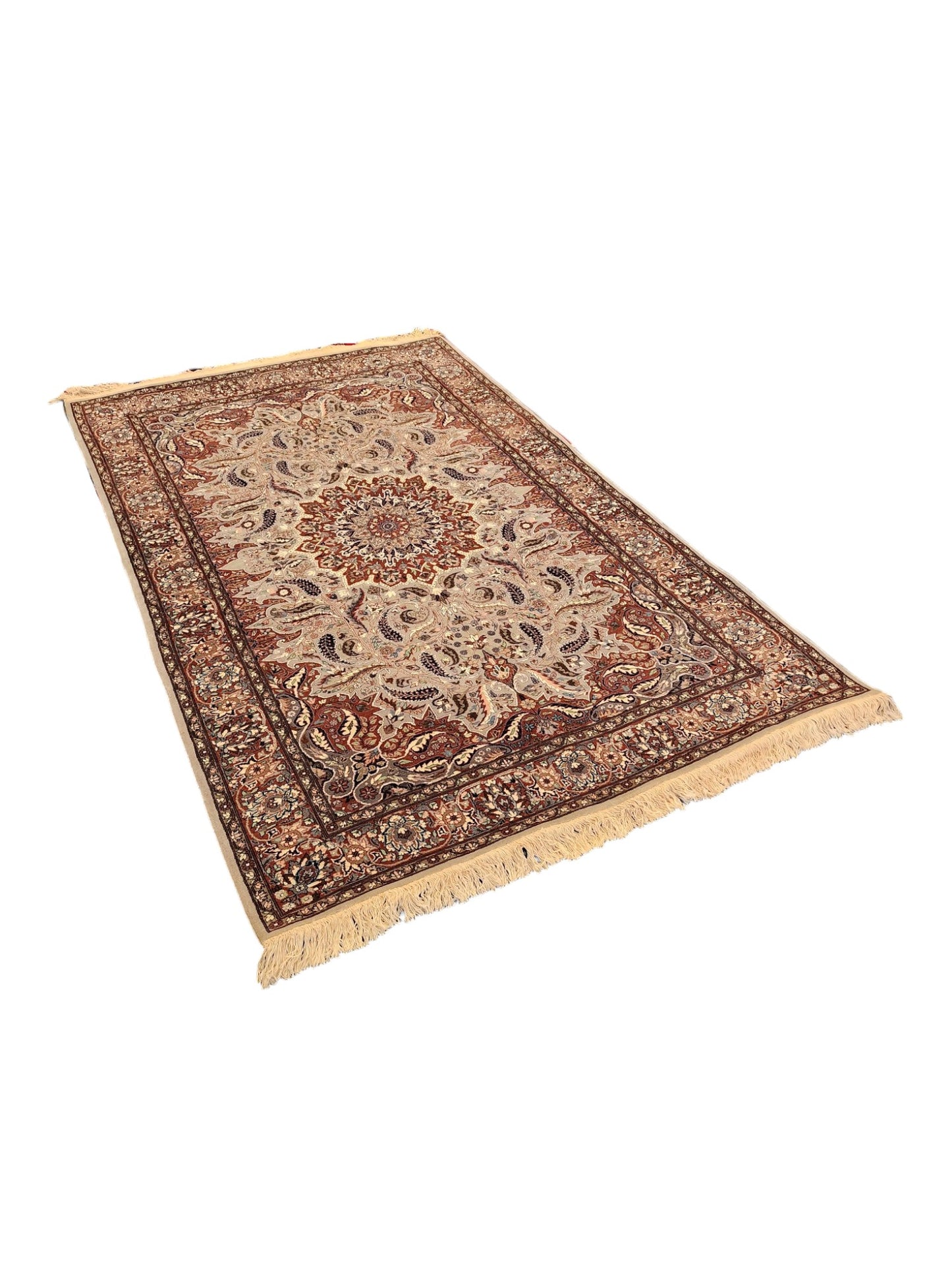 Kashan Persian Rug – 4.5x7 Feet – Hand-Knotted Wool, Classic Medallion Design (SN:LP127)