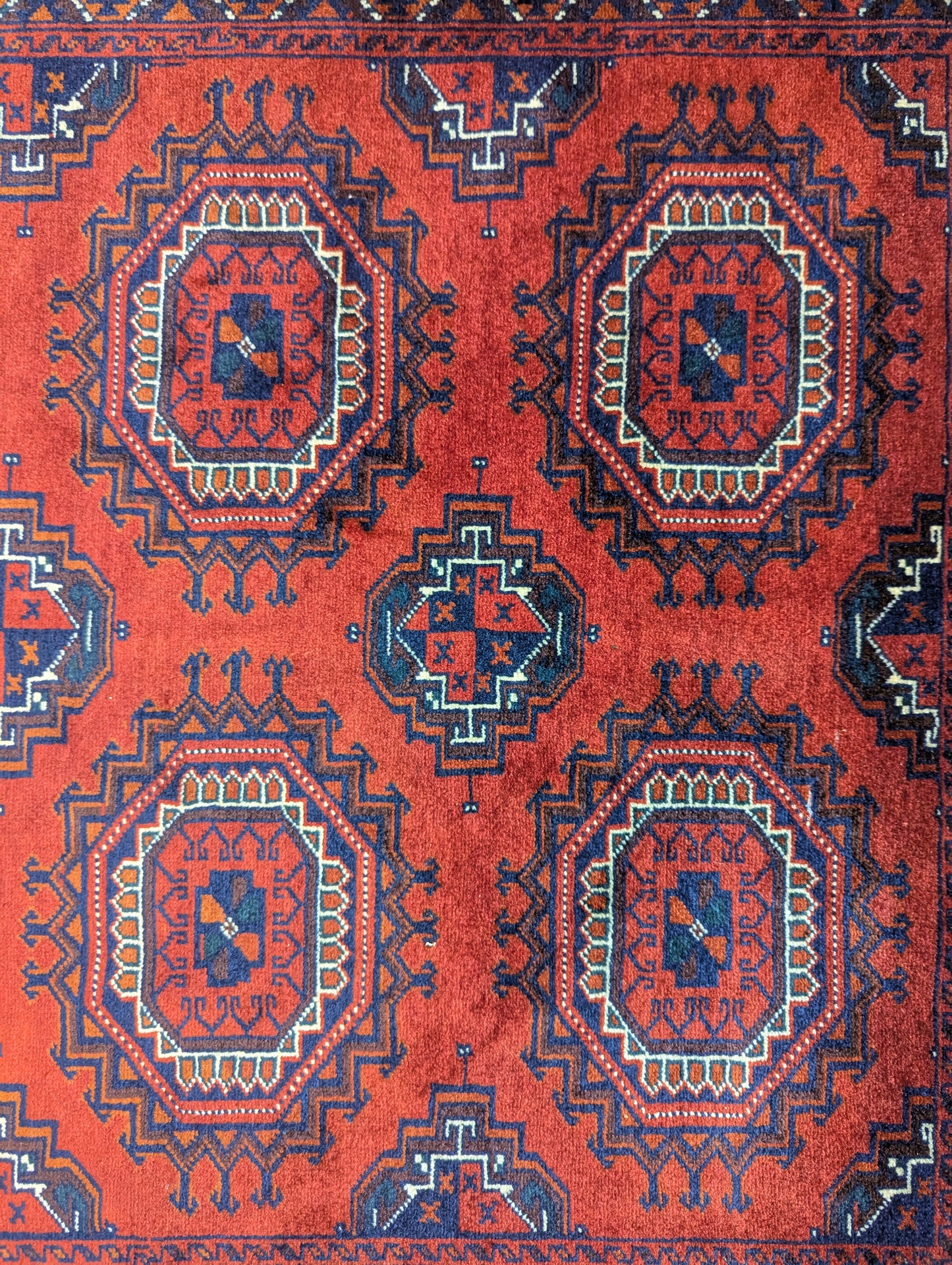 Handmade Khal Mohammadi Rug – 3x5 Feet | Deep Red Afghan Wool Carpet(Sn:7731)