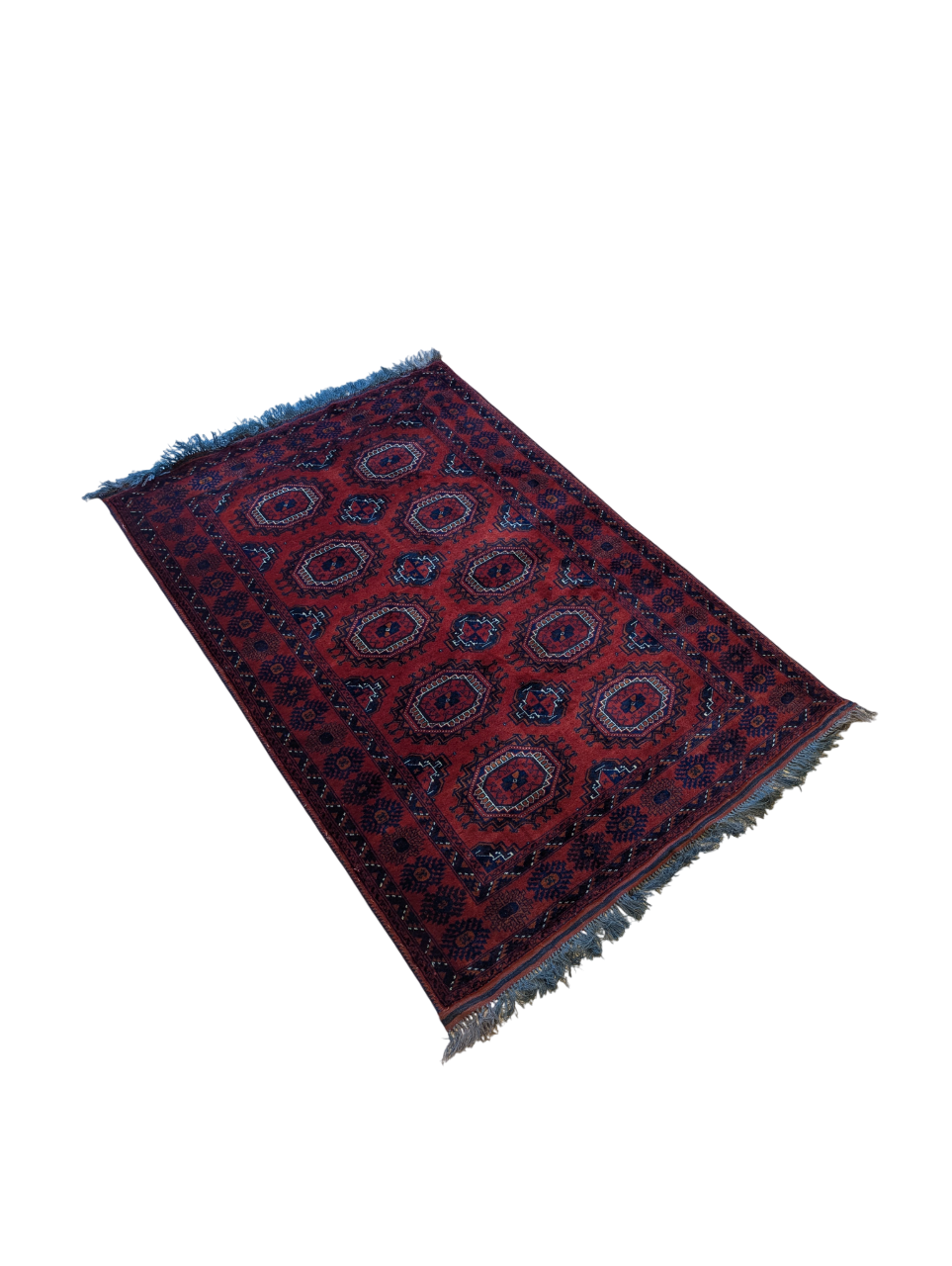 Handmade Khal Mohammadi Rug – 3x5 Feet | Deep Red Afghan Wool Carpet(Sn:7731)
