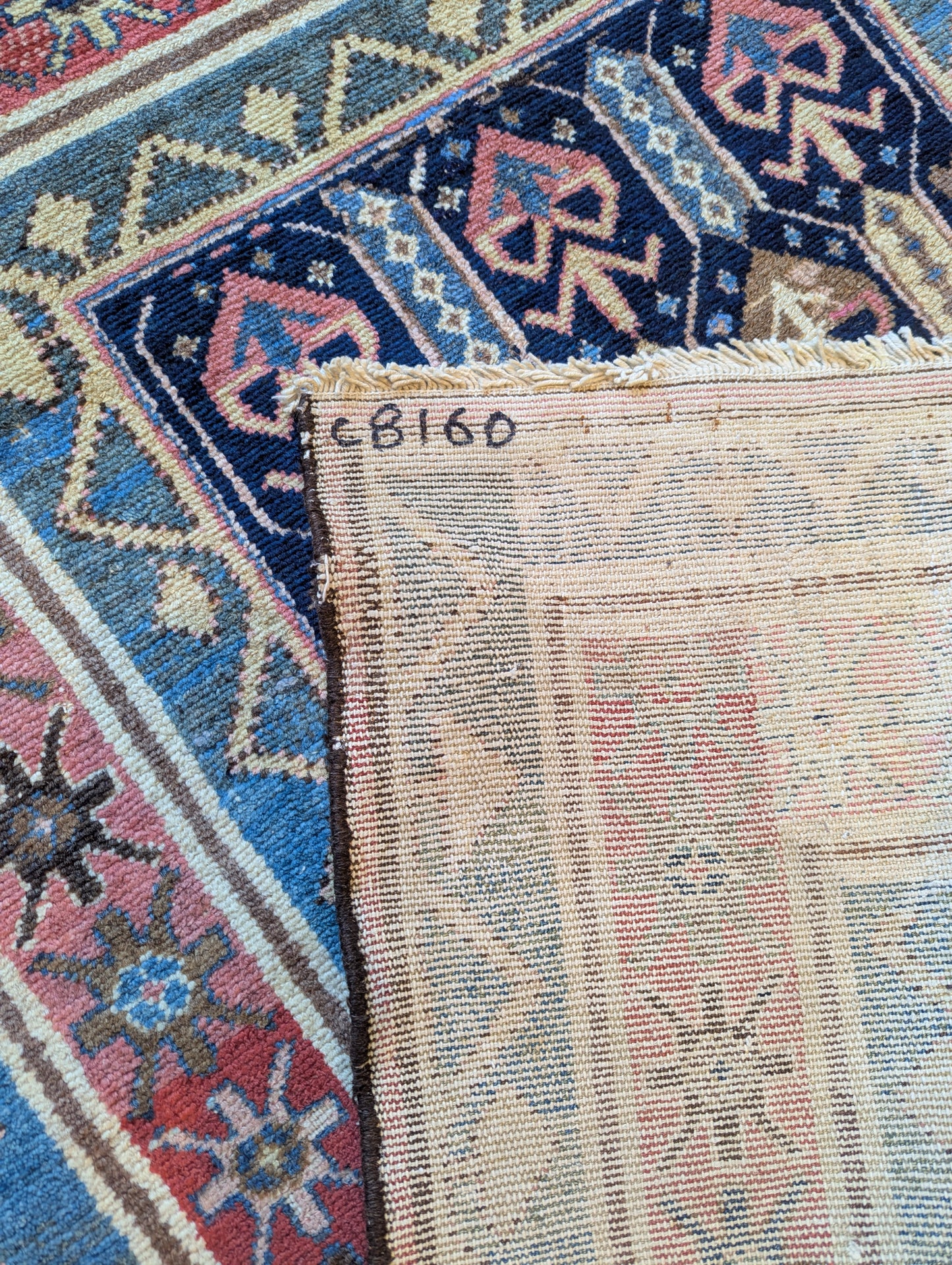 Vintage Hamadan Village Rug – 3x5 Feet – Handwoven Geometric Tribal Design(Sn:8160)