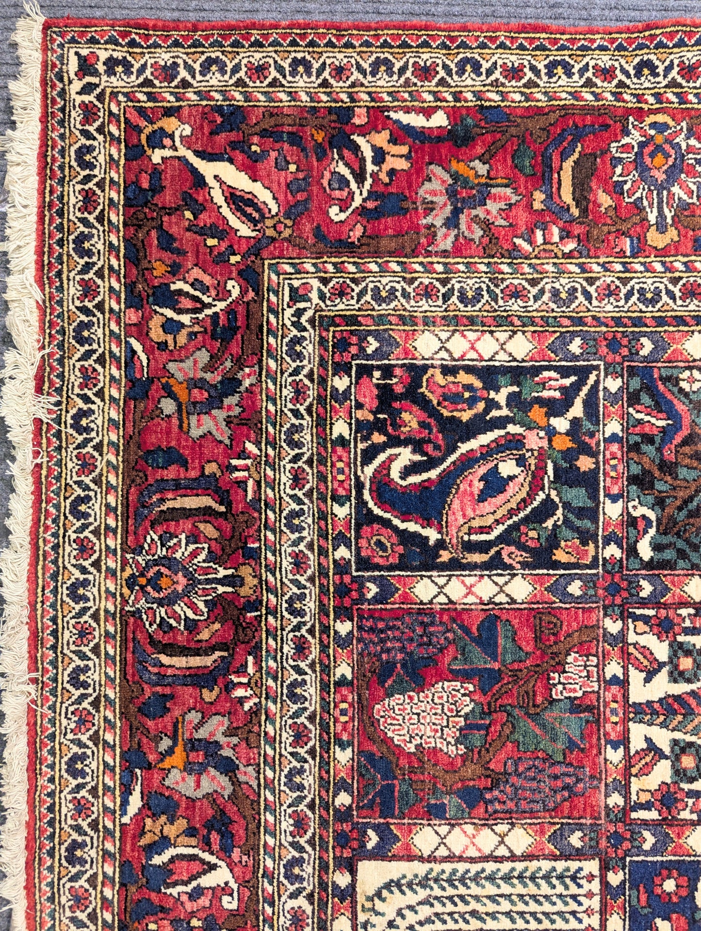 Vintage Persian Garden Panel Design Rug – 7x11 Feet | Hand-Knotted Wool | 45+ Years Old(sn:3946)