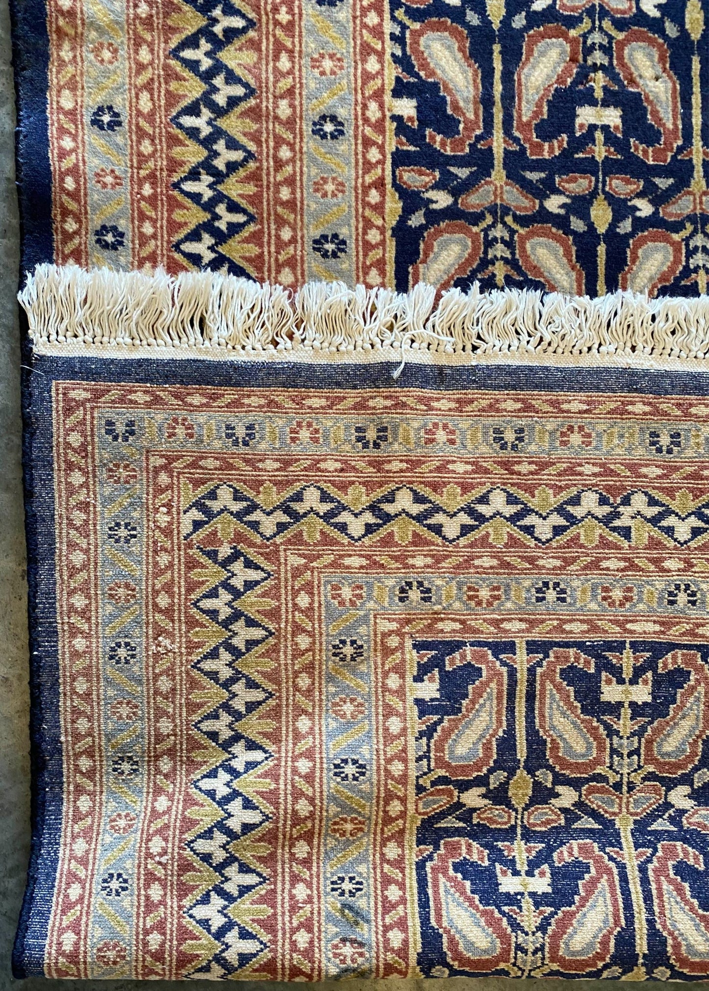 Handmade Persian Qom Rug – Navy Boteh (paisley) Design – 4x6 Feet (SN:Q19)