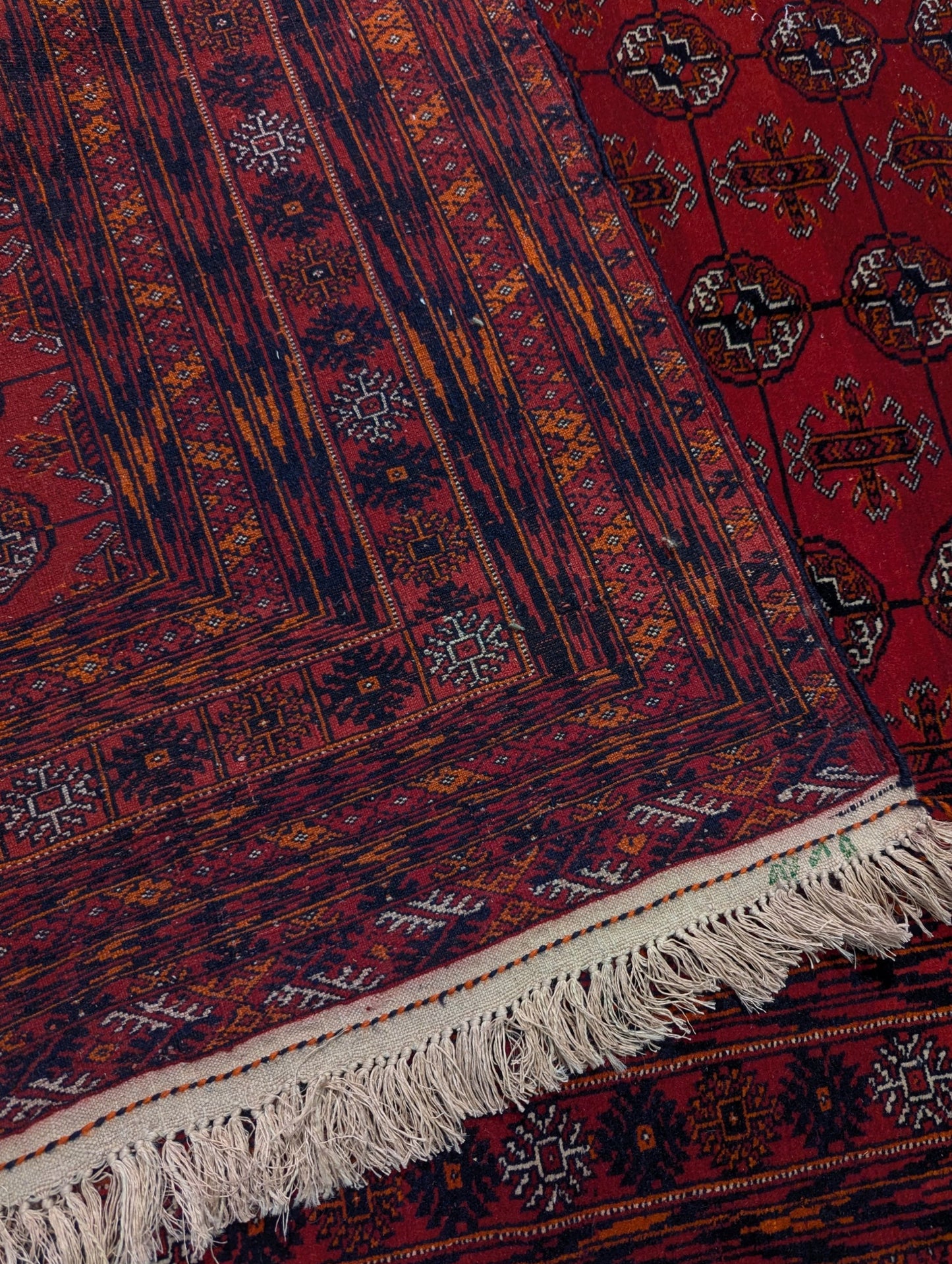 Vintage Red Bokhara Handmade Carpet |4x6.3 Feet (Sn:3825)