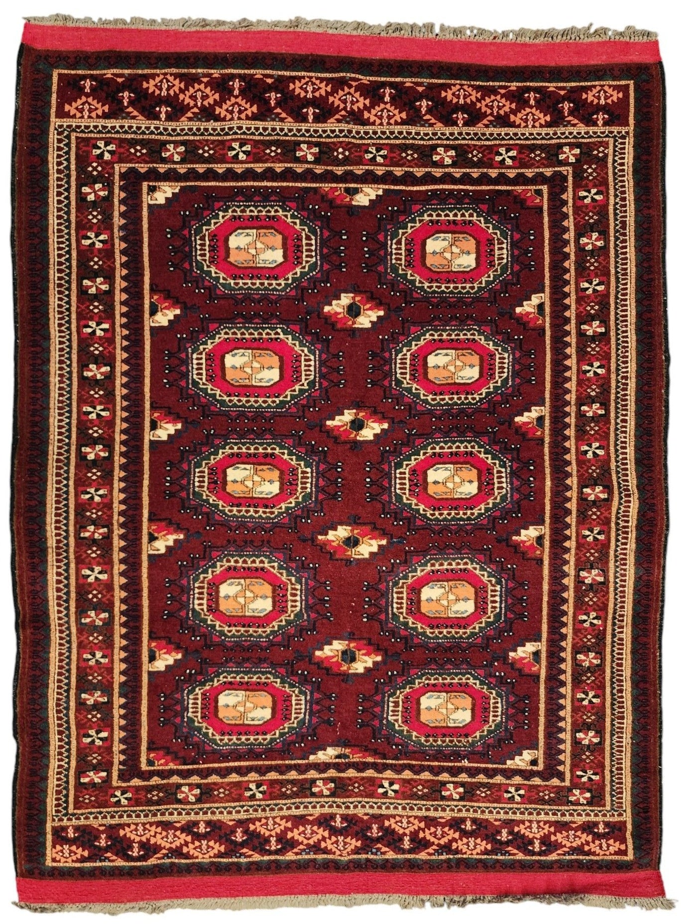 Vintage Red Bokhara Handmade Wool Rug – 4x6 Feet(Sn:3614)