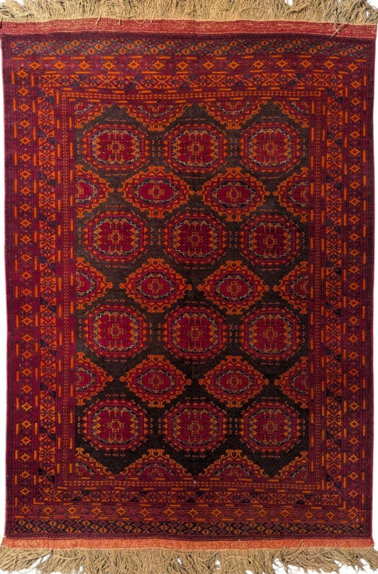 Vintage Brown Basheer Handmade Carpet (4 x 6 Feet, Pre-1980) (Sn:3627)