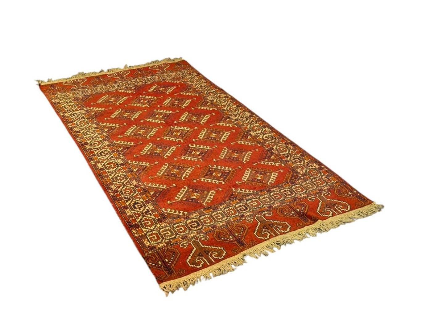 Vintage Yomud Rug – Handwoven 4x6 ft Tribal Wool Carpet(Sn:7696)