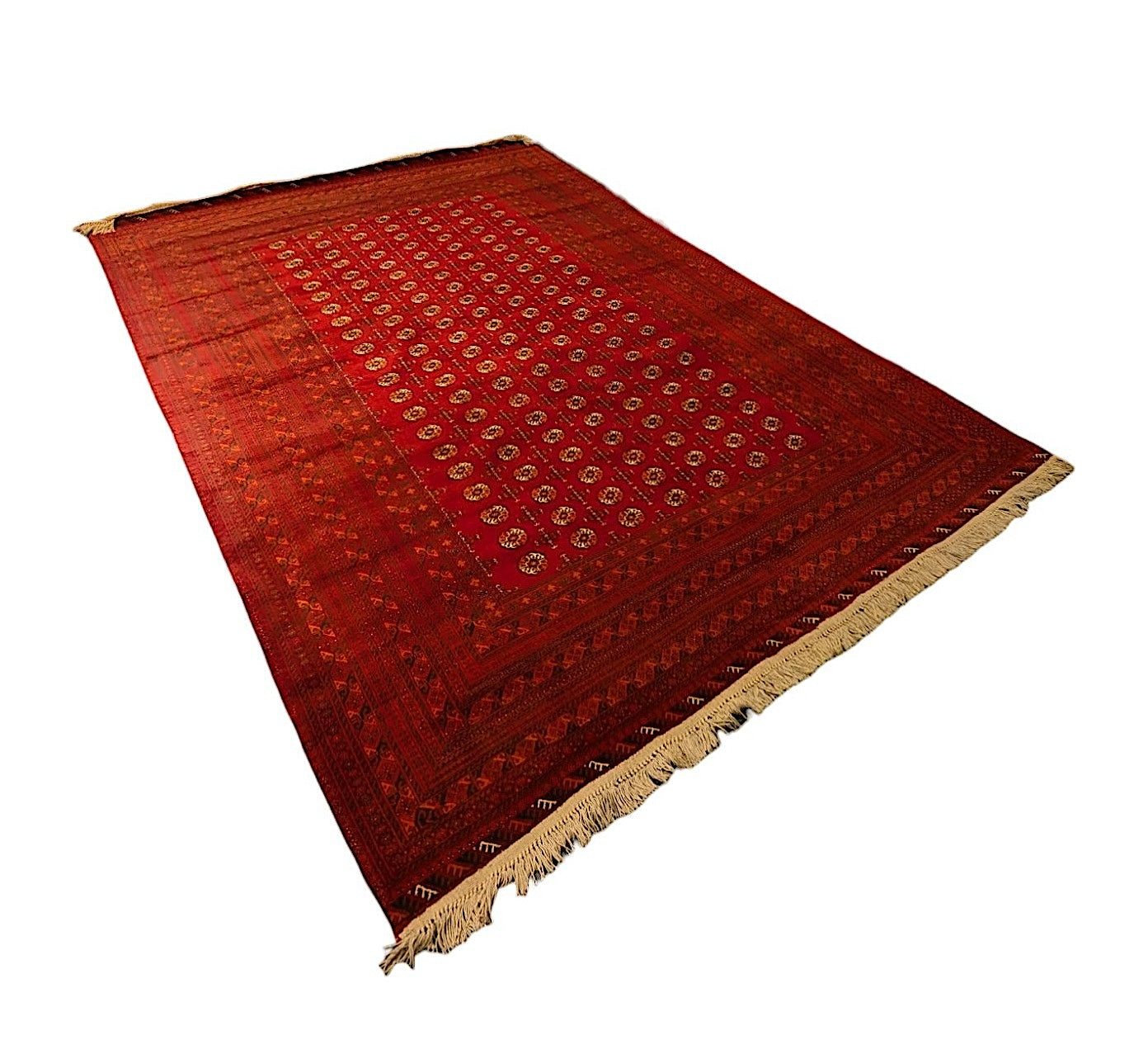 Vintage Red Bokhara Handmade Wool Rug – 7 x 10 Feet (Sn:7690)