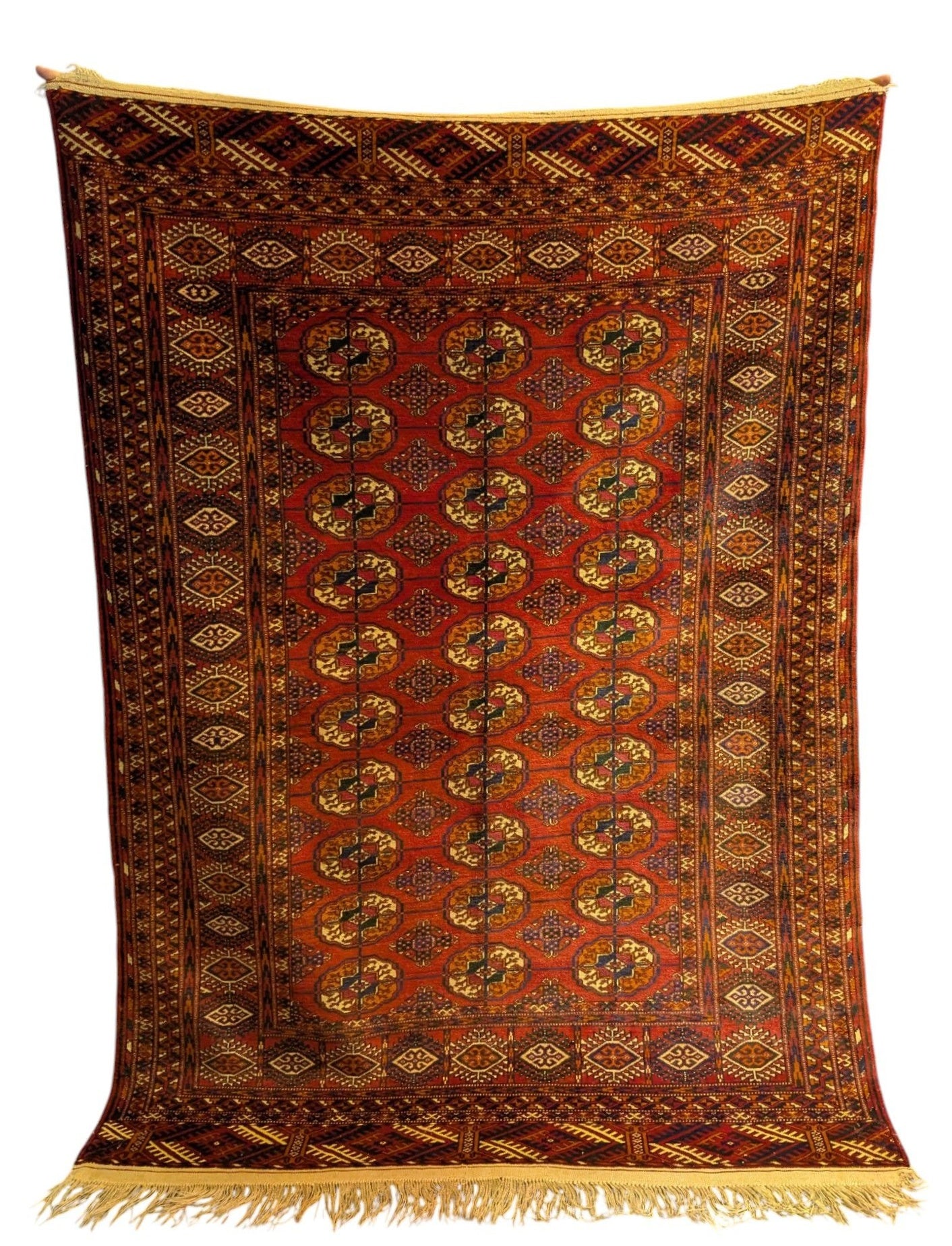 Vintage Turkmen Tekke Bokhara Rug – 4.3x6 Feet | Handwoven Tribal Wool Carpet(Sn:7309)