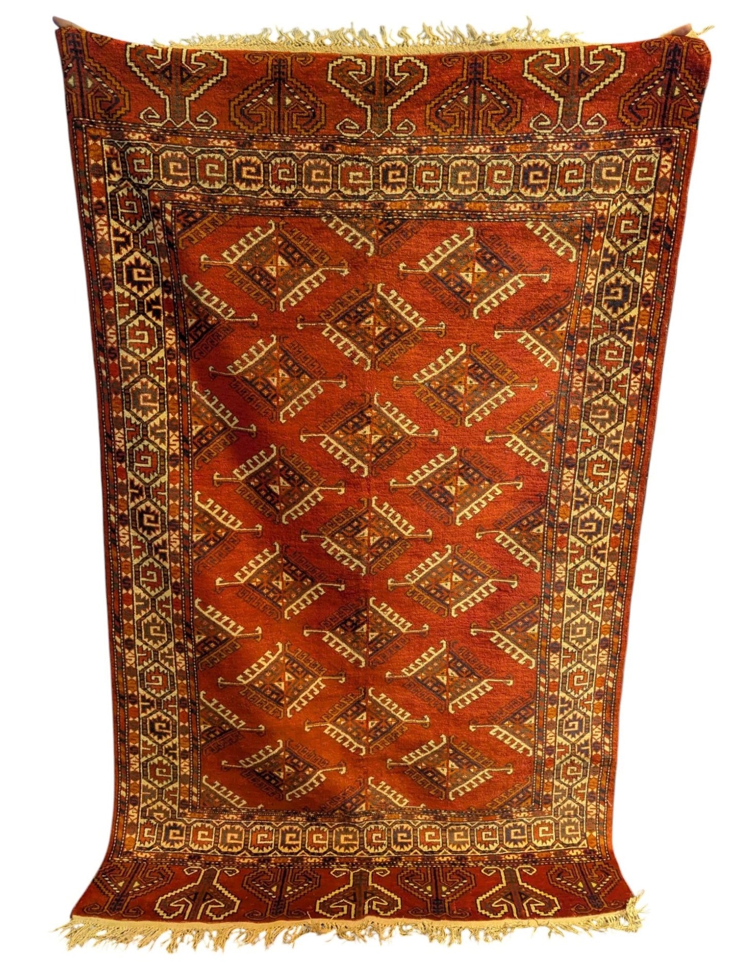 Vintage Yomud Rug – Handwoven 4x6 ft Tribal Wool Carpet(Sn:7696)