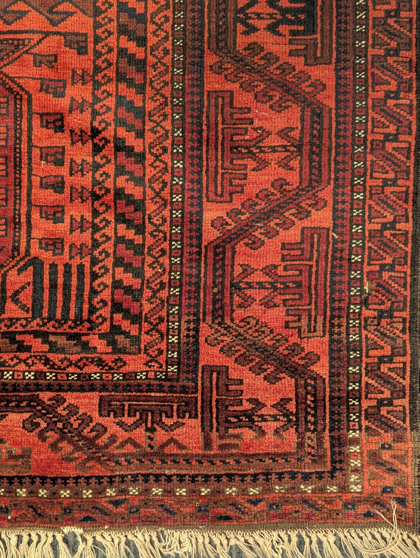 Vintage Khal Mohammadi Rug – 7.5x14 Feet | Reddish-Brown Afghan Tribal Carpet (Sn:7519)