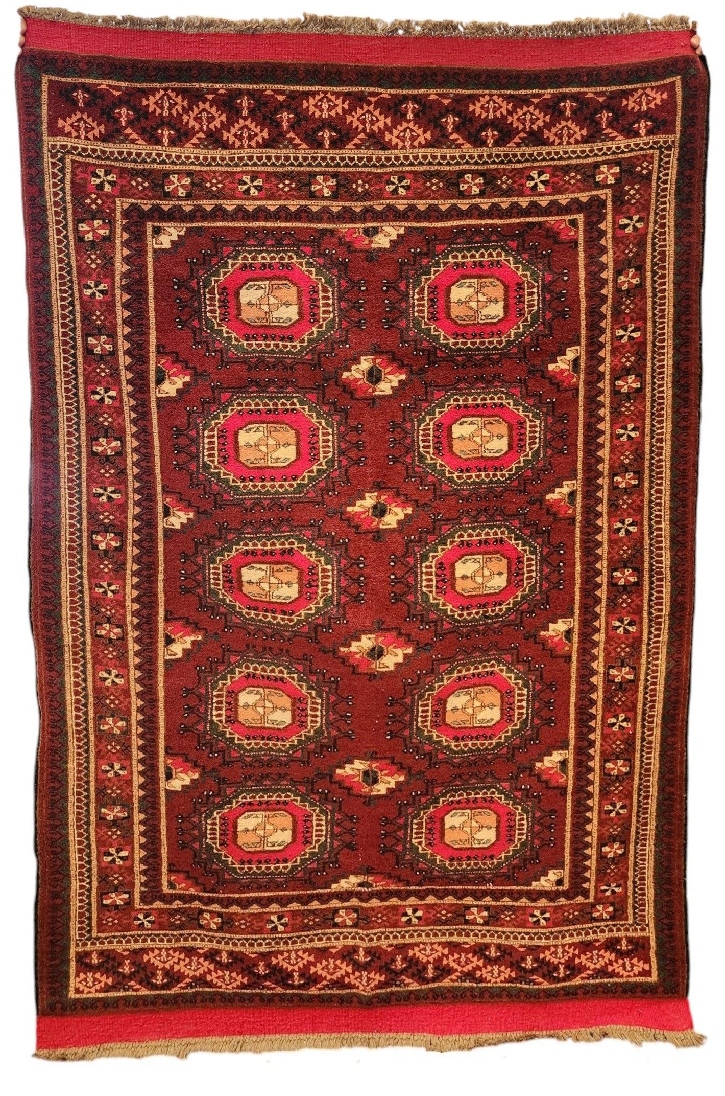 Vintage Red Bokhara Handmade Wool Rug – 4x6 Feet(Sn:3614)