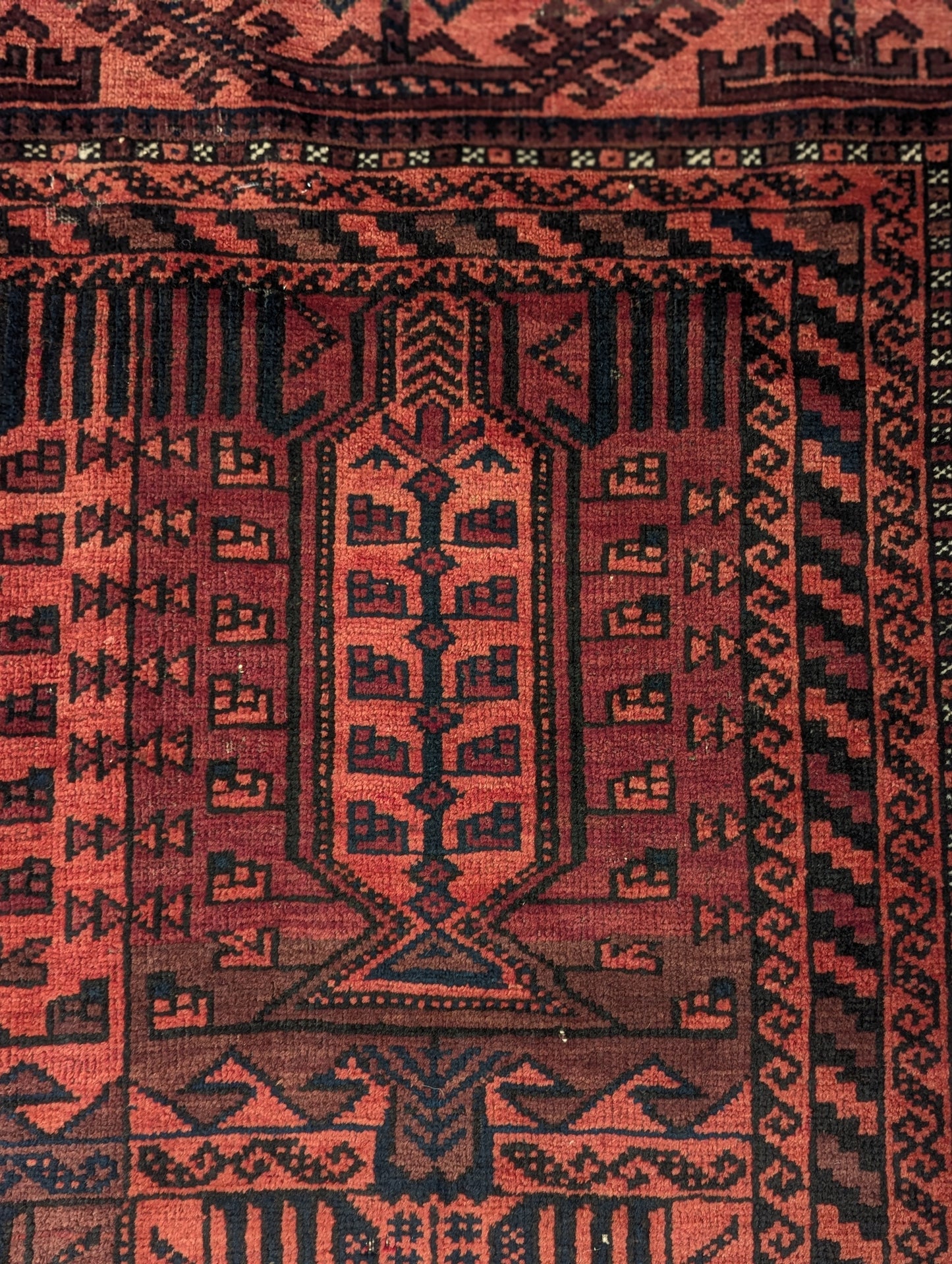 Vintage Khal Mohammadi Rug – 7.5x14 Feet | Reddish-Brown Afghan Tribal Carpet (Sn:7519)