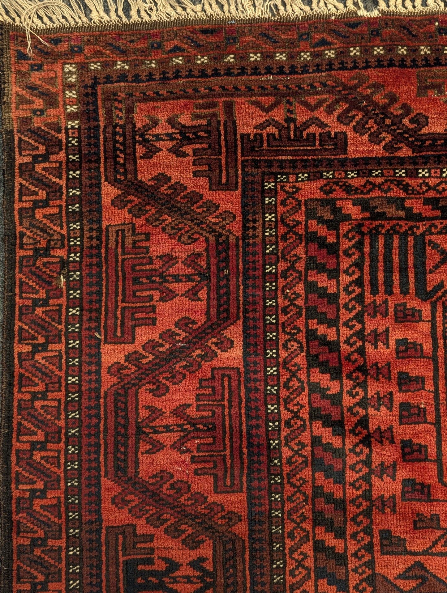 Vintage Khal Mohammadi Rug – 7.5x14 Feet | Reddish-Brown Afghan Tribal Carpet (Sn:7519)