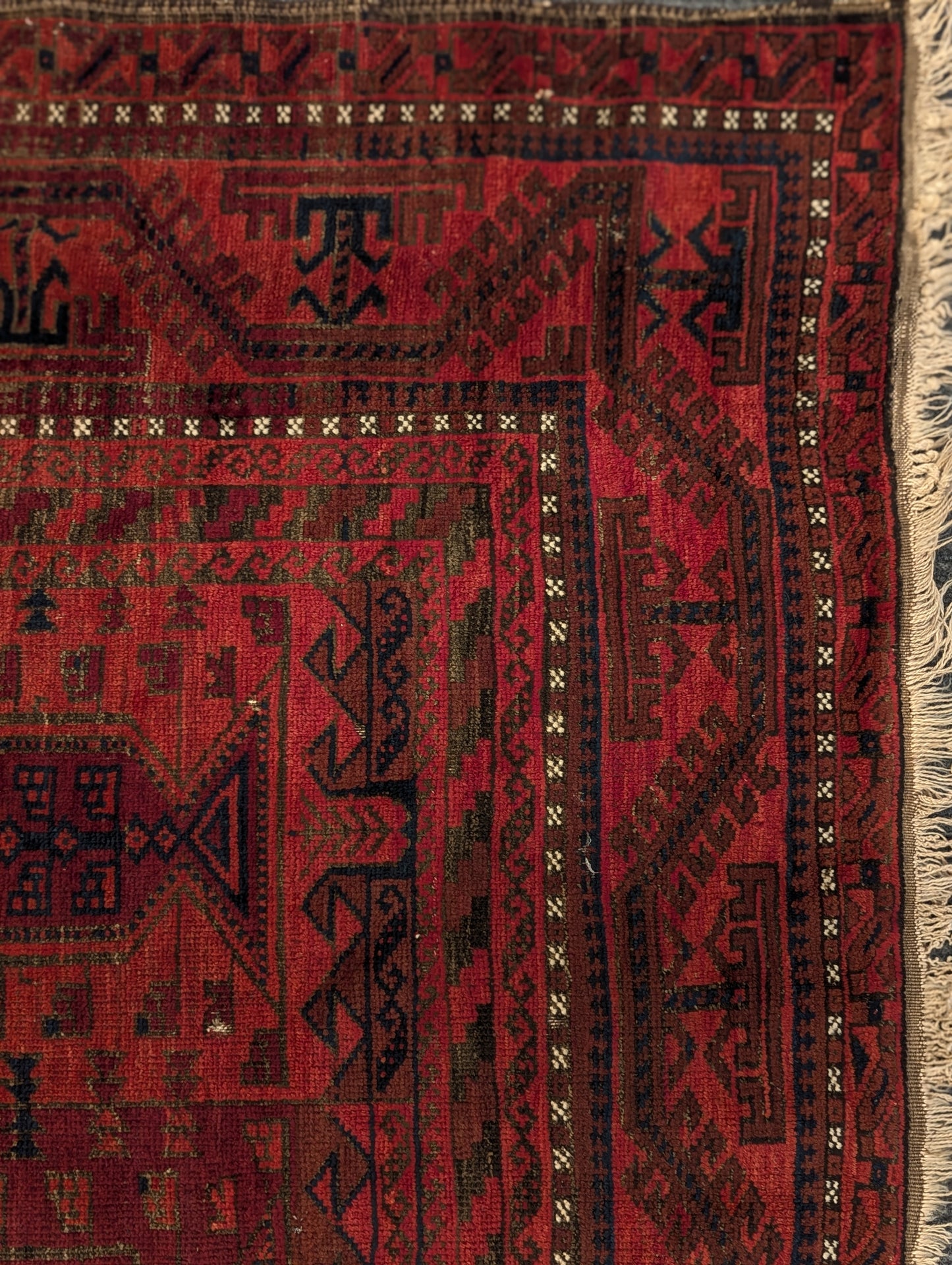 Vintage Khal Mohammadi Rug – 7.5x14 Feet | Reddish-Brown Afghan Tribal Carpet (Sn:7519)