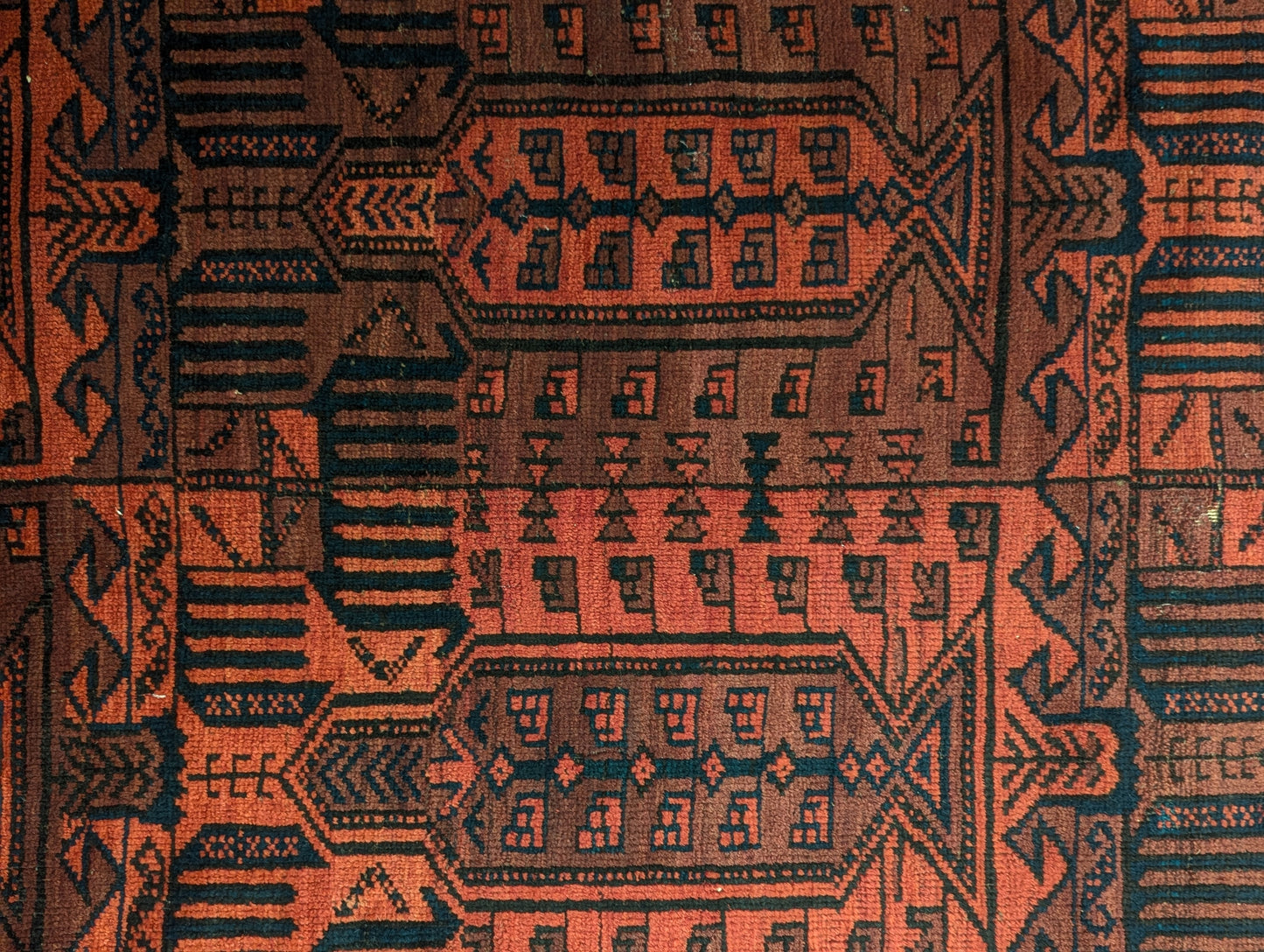 Vintage Khal Mohammadi Rug – 7.5x14 Feet | Reddish-Brown Afghan Tribal Carpet (Sn:7519)