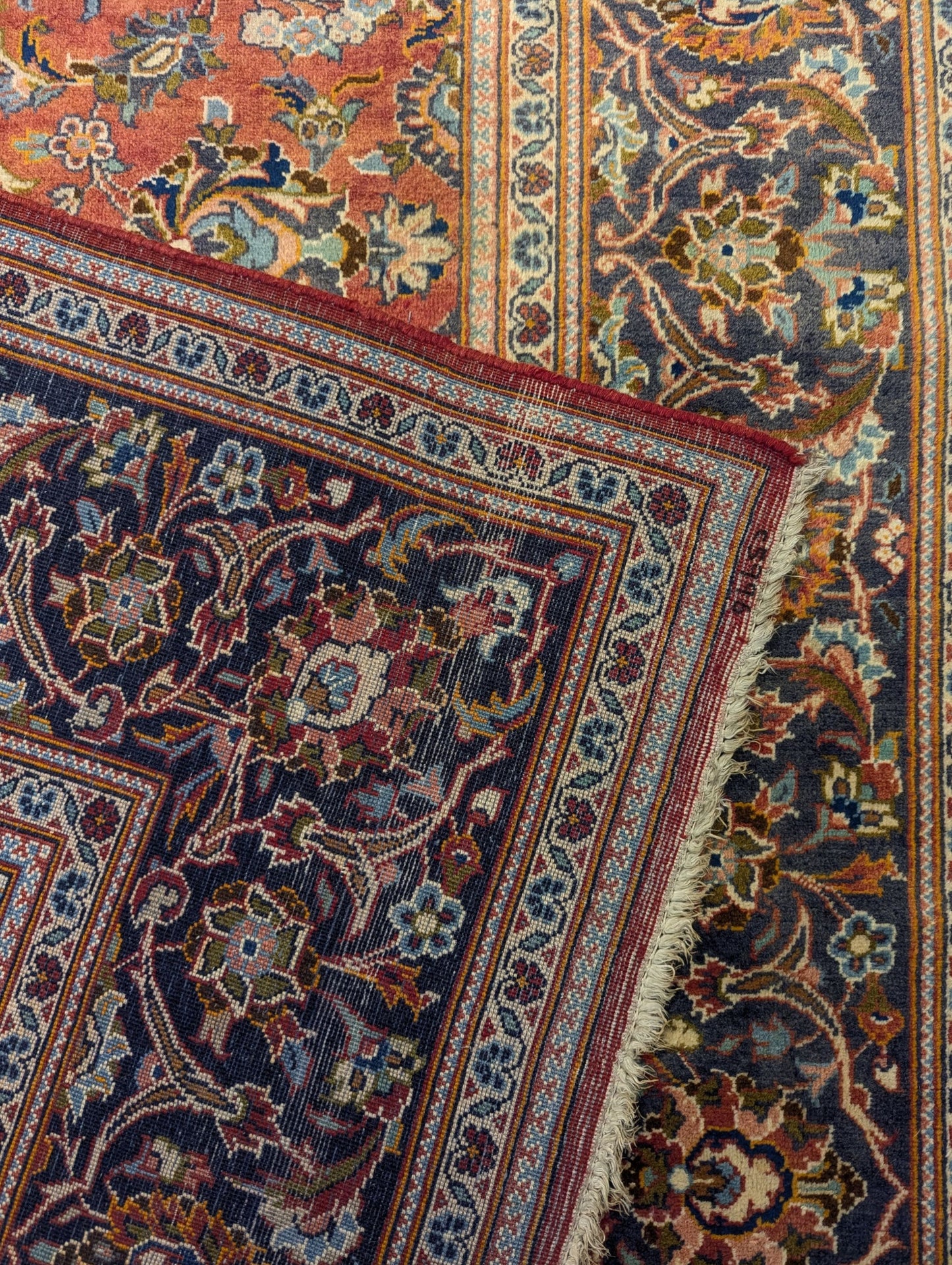 Vintage Red Kashan Rug – 6.7 x 9.8 Feet – Hand-Knotted Wool (Sn:5996)