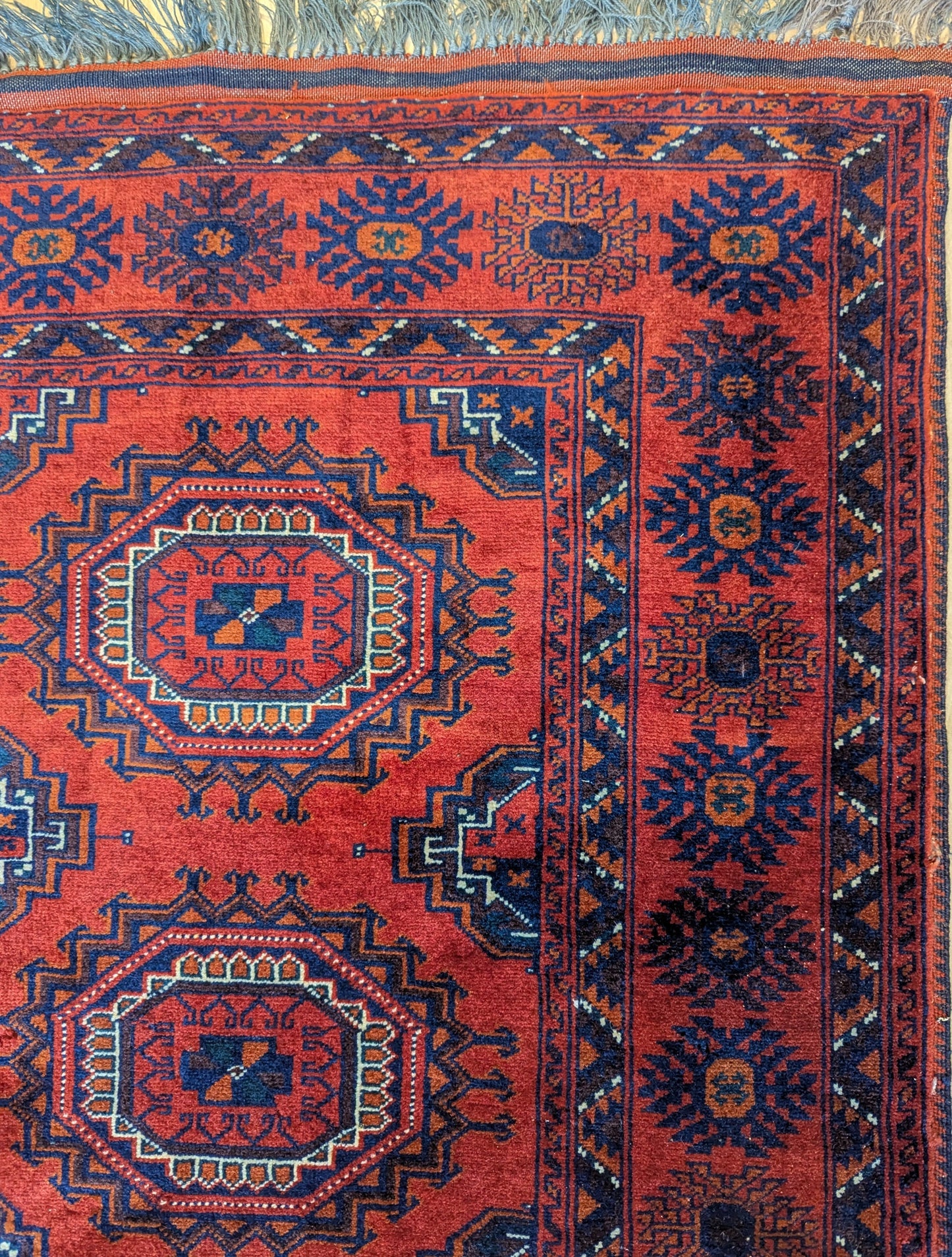 Handmade Khal Mohammadi Rug – 3x5 Feet | Deep Red Afghan Wool Carpet(Sn:7731)