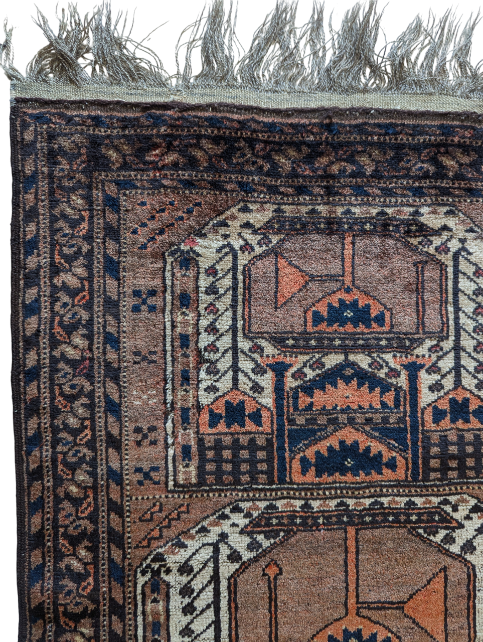 Vintage Baluch-Turkmen Prayer Rug – 2.5x3 Feet | Handwoven Wool(Sn:7362)