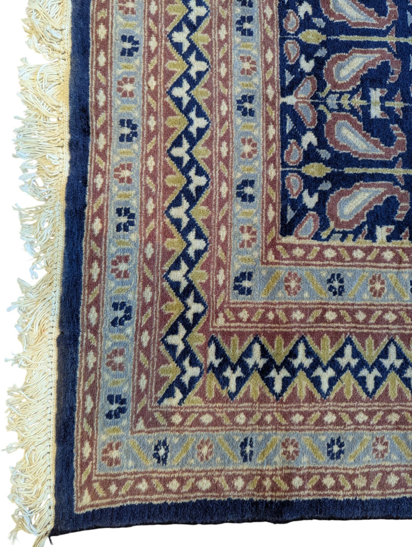 Handmade Persian Qom Rug – Navy Boteh  (paisley)  Design – 4x6 Feet (SN:Q19)