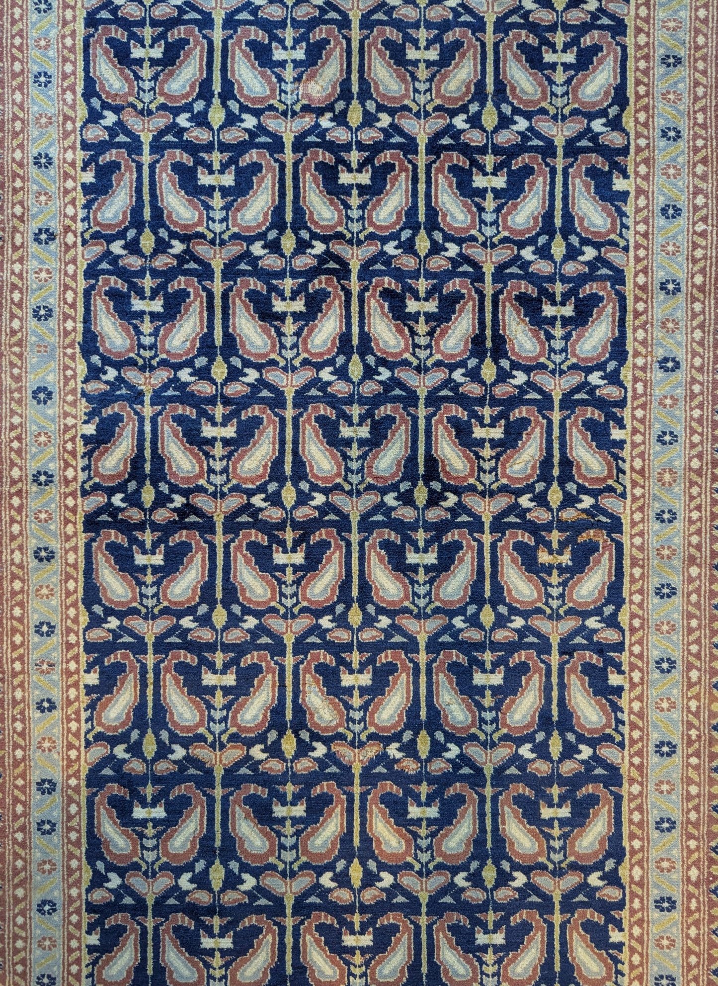 Handmade Persian Qom Rug – Navy Boteh  (paisley)  Design – 4x6 Feet (SN:Q19)