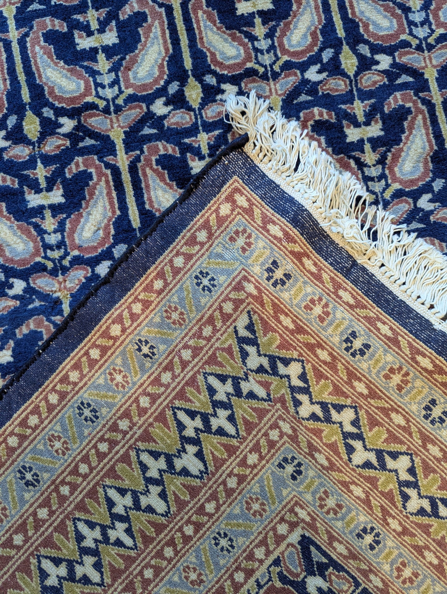 Handmade Persian Qom Rug – Navy Boteh  (paisley)  Design – 4x6 Feet (SN:Q19)