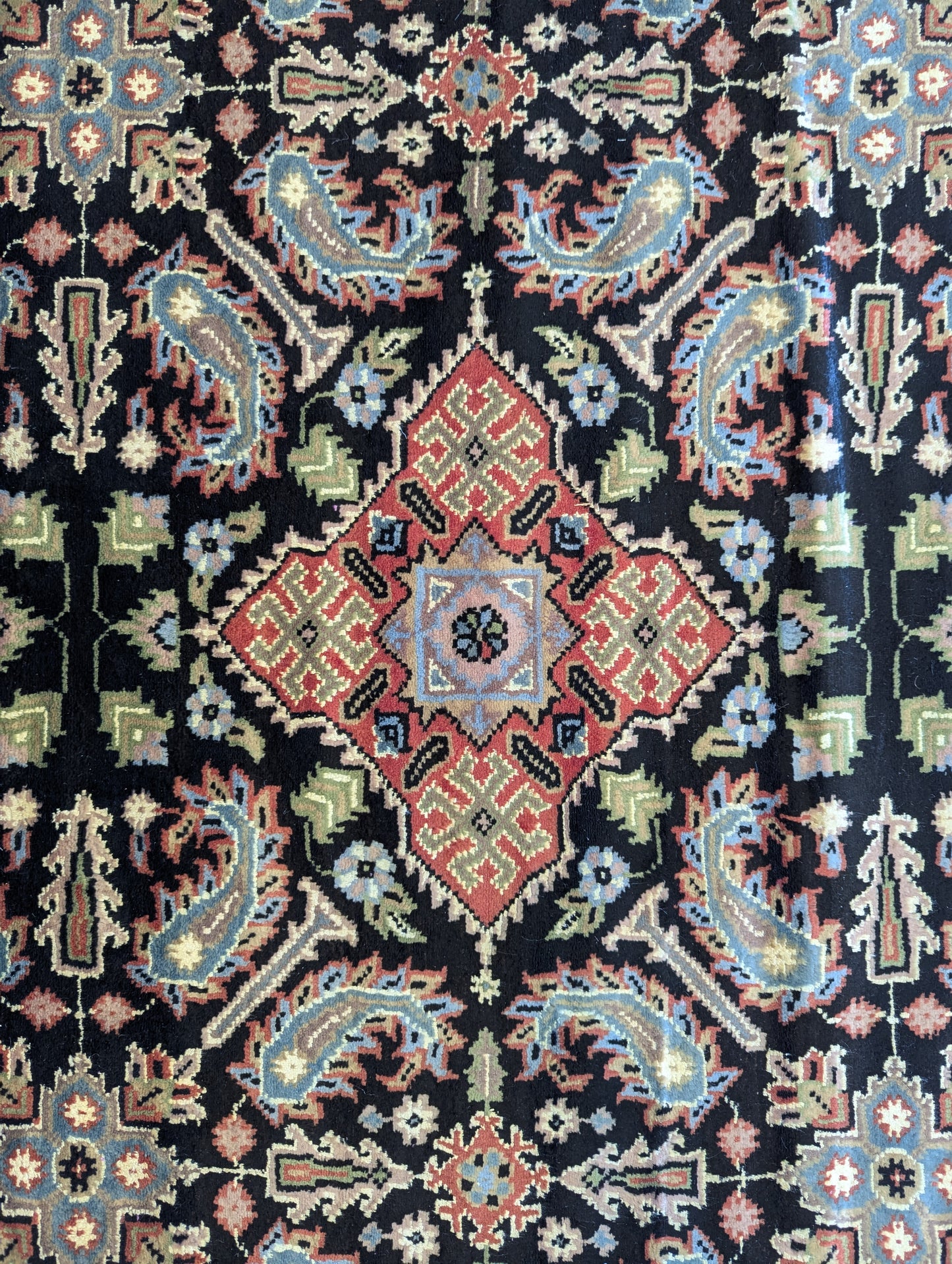 Handmade Persian Nain Rug – 4.5x6 ft | Floral Medallion | Wool & Silk (Sn:6691)