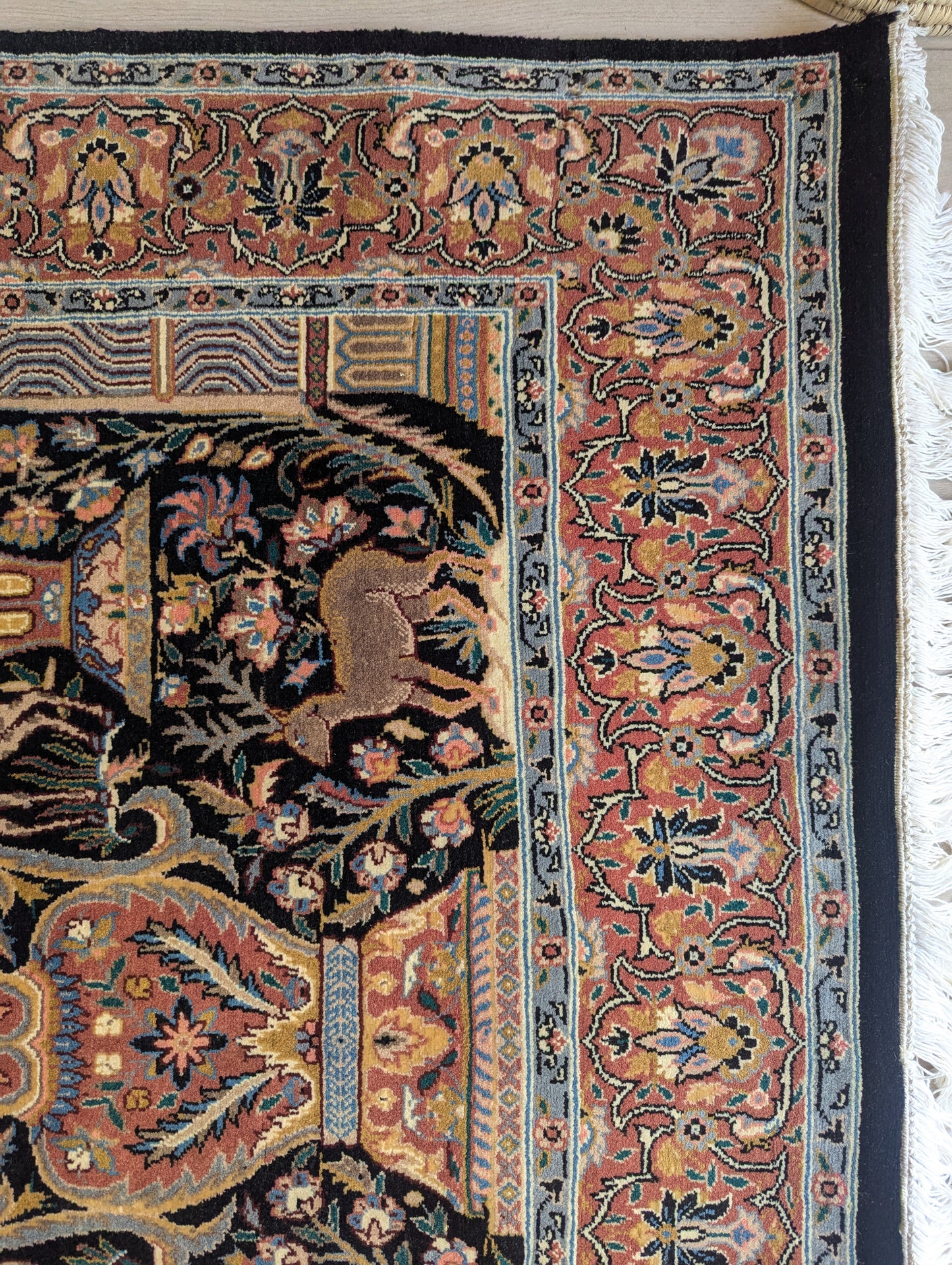 Persian Blue Kashan Carpet – Tree of Life 4.5X7 Feet (Sn:6647)