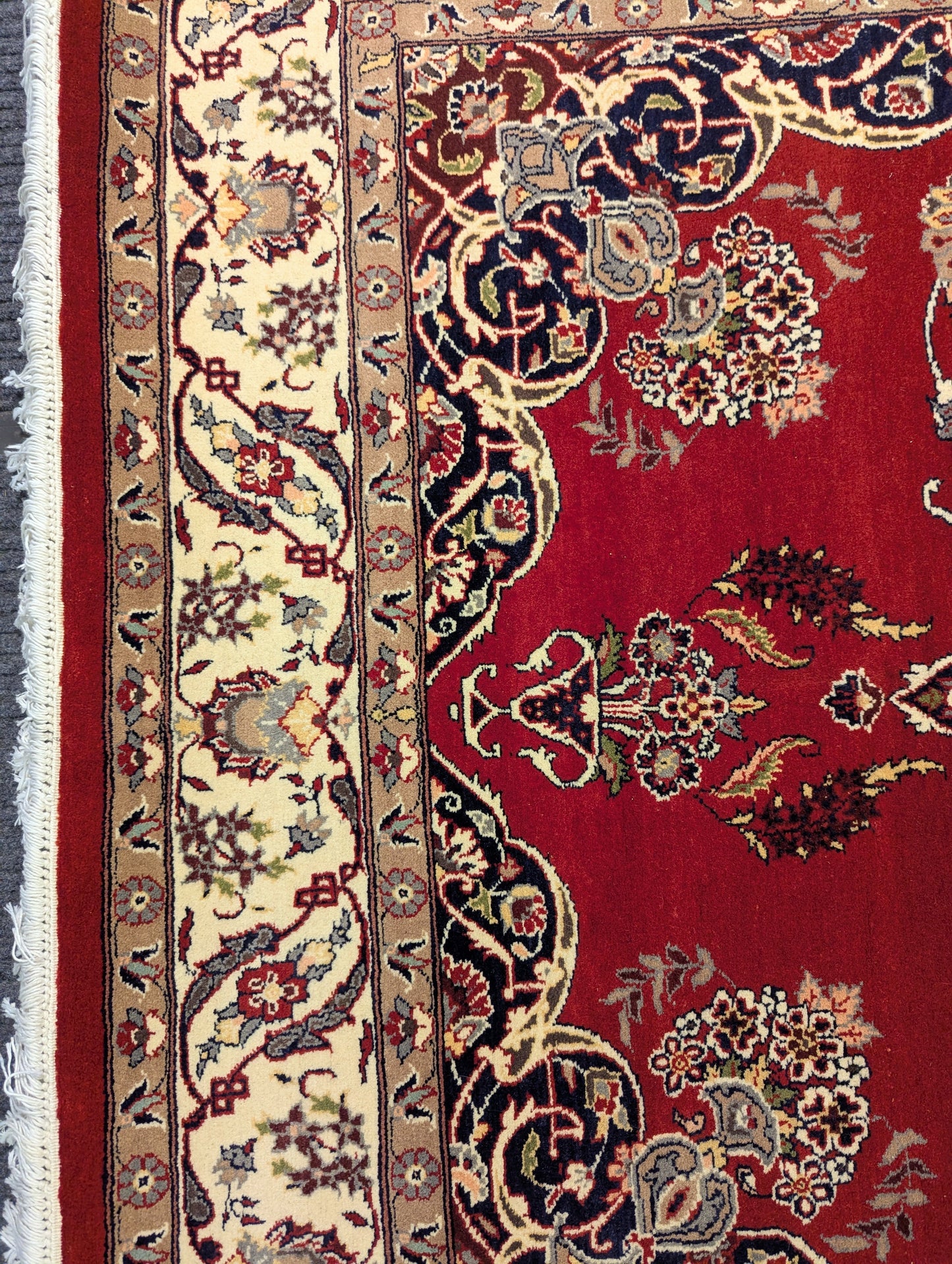 Red Kashan-Style Handmade Wool Rug – 4.5x7 ft | Floral Medallion Design(Sn:1351)