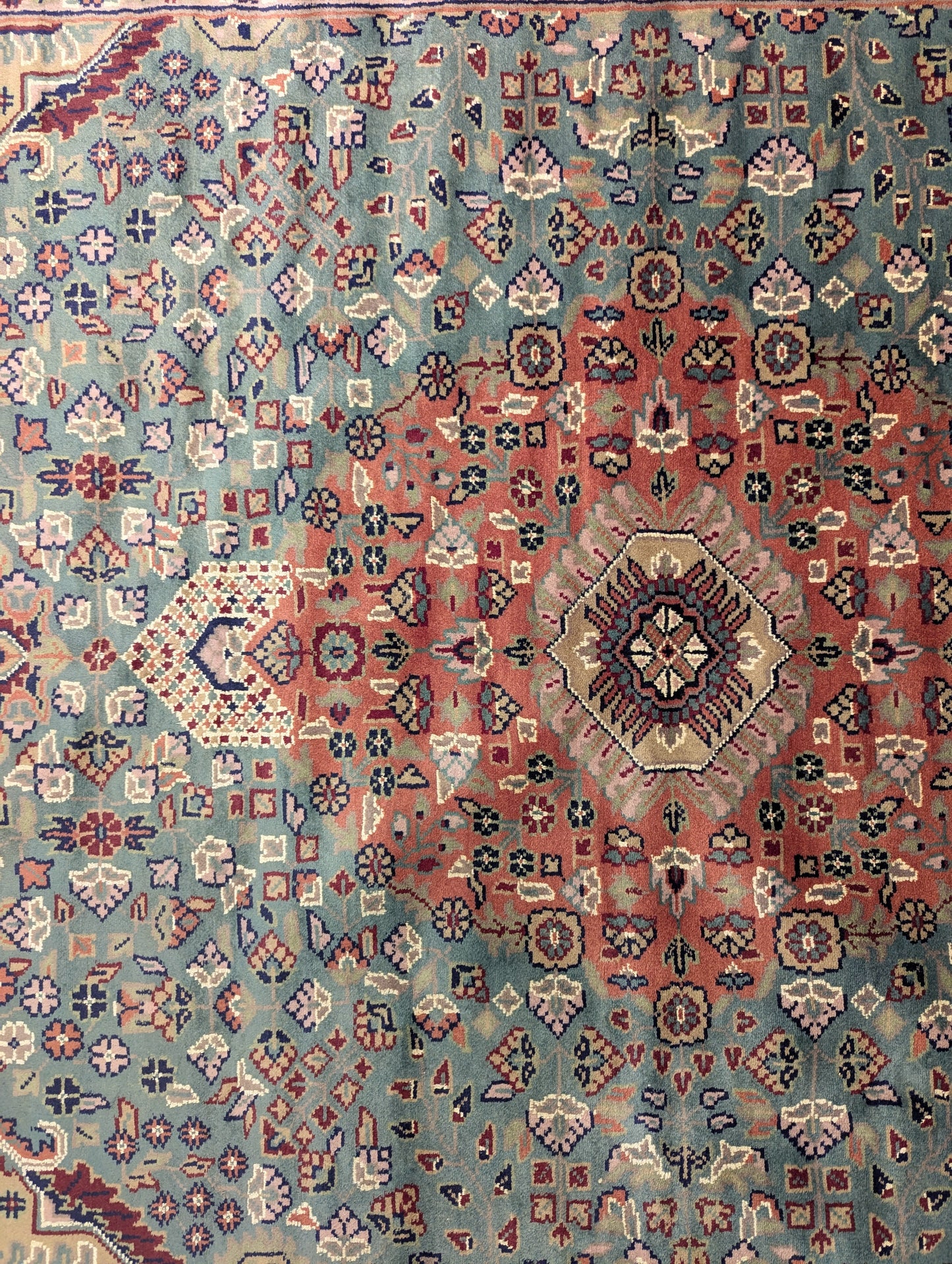 Vintage Pakistani Kashan-Style Handmade Wool Rug – 6.5x8 Feet | 45+ Years Old (sn:7007)